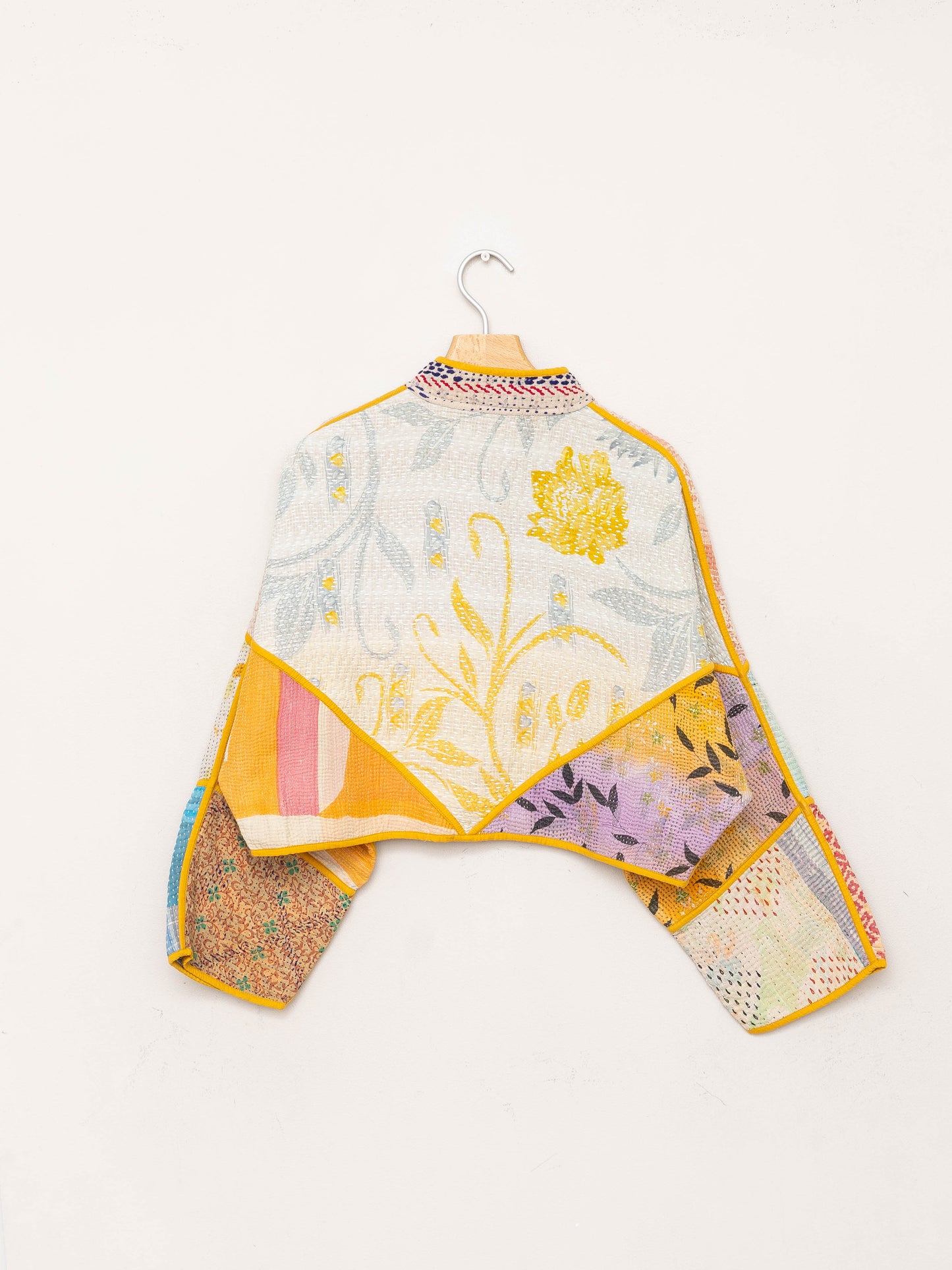 The Kaira Cropped Quilted Patchwork Kantha Jacket