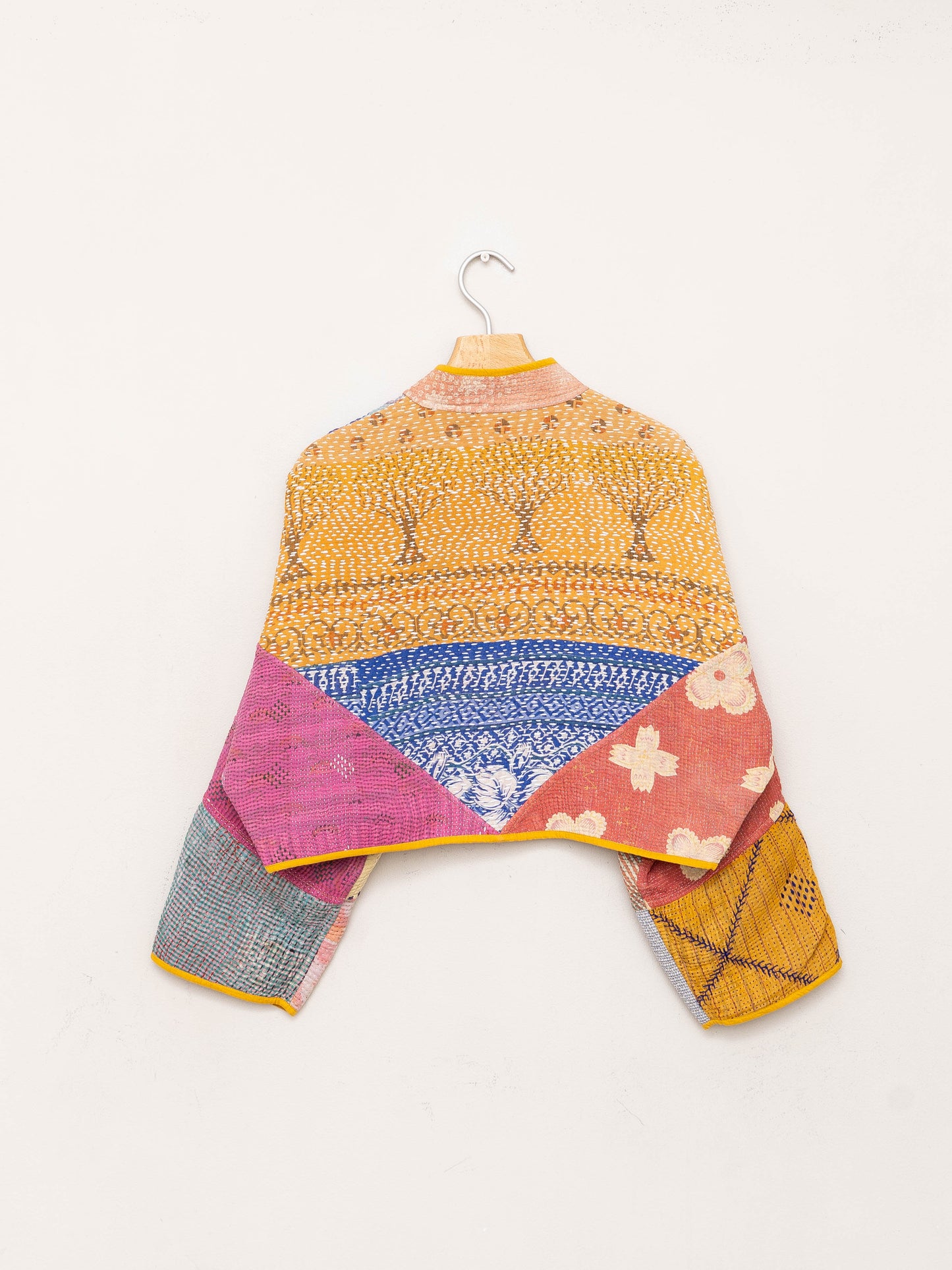 The Kaira Cropped Quilted Patchwork Kantha Jacket