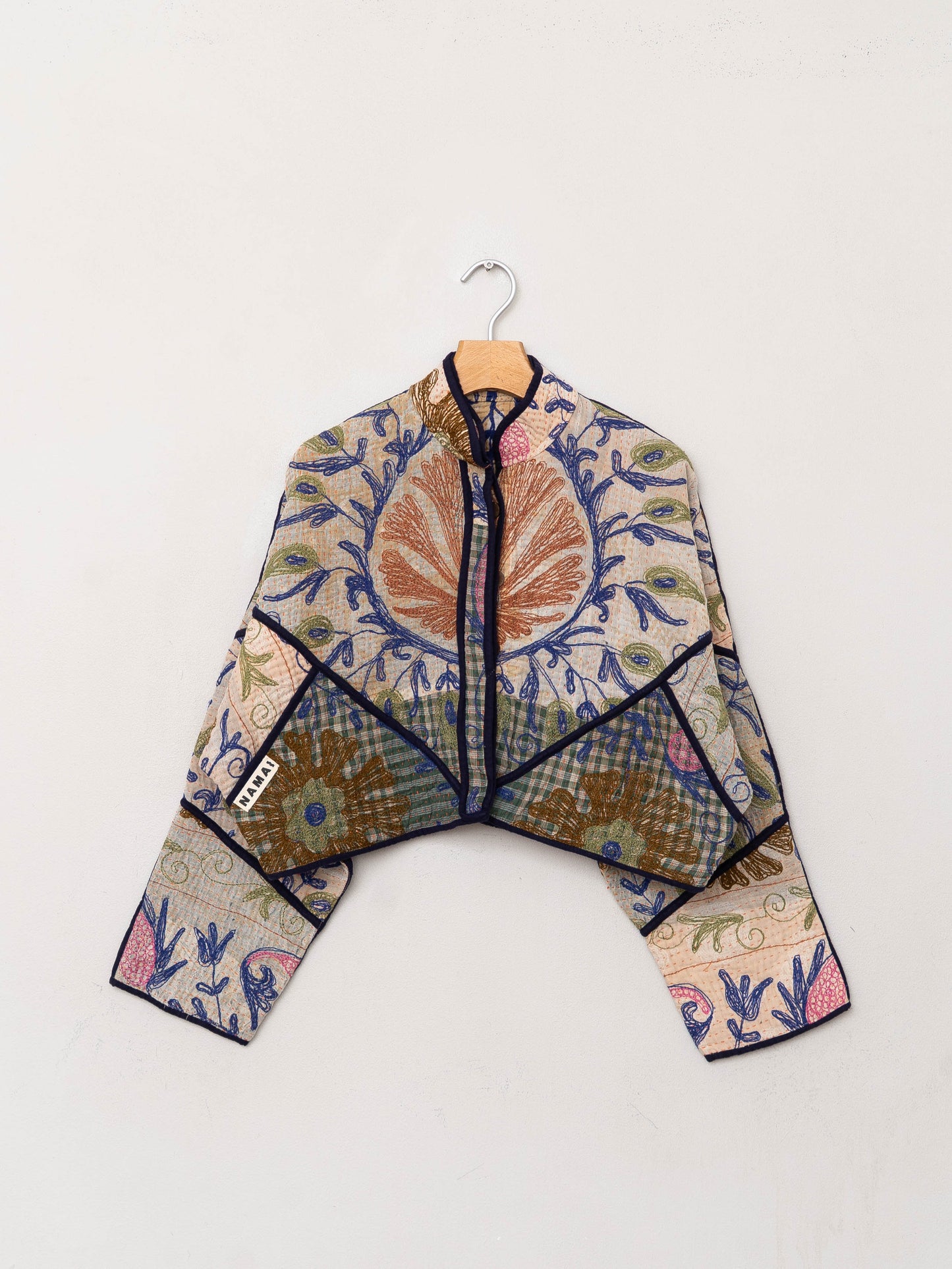 The Kaira Cropped Suzani Quilted Kantha Jacket