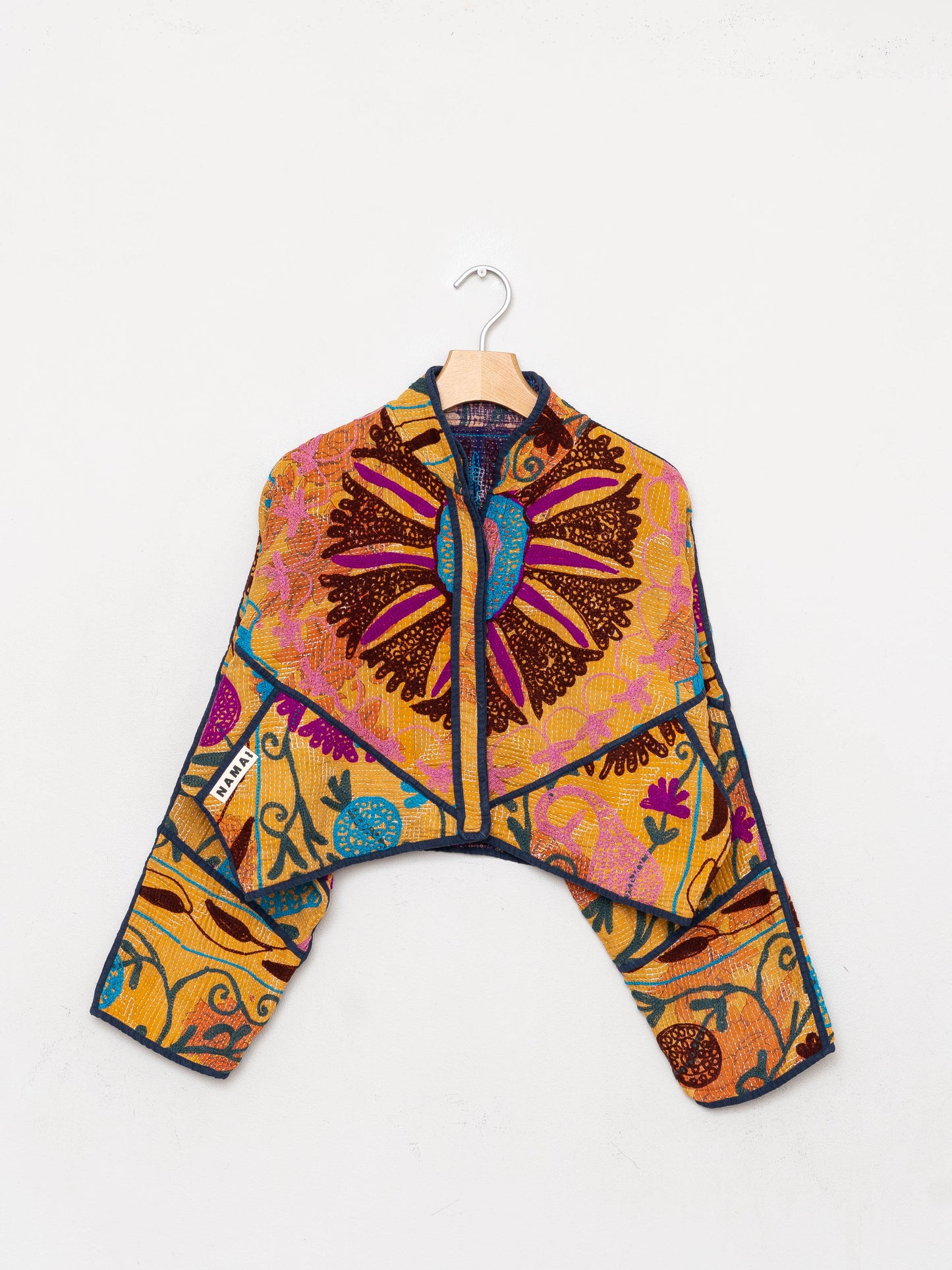 The Kaira Cropped Suzani Quilted Kantha Jacket