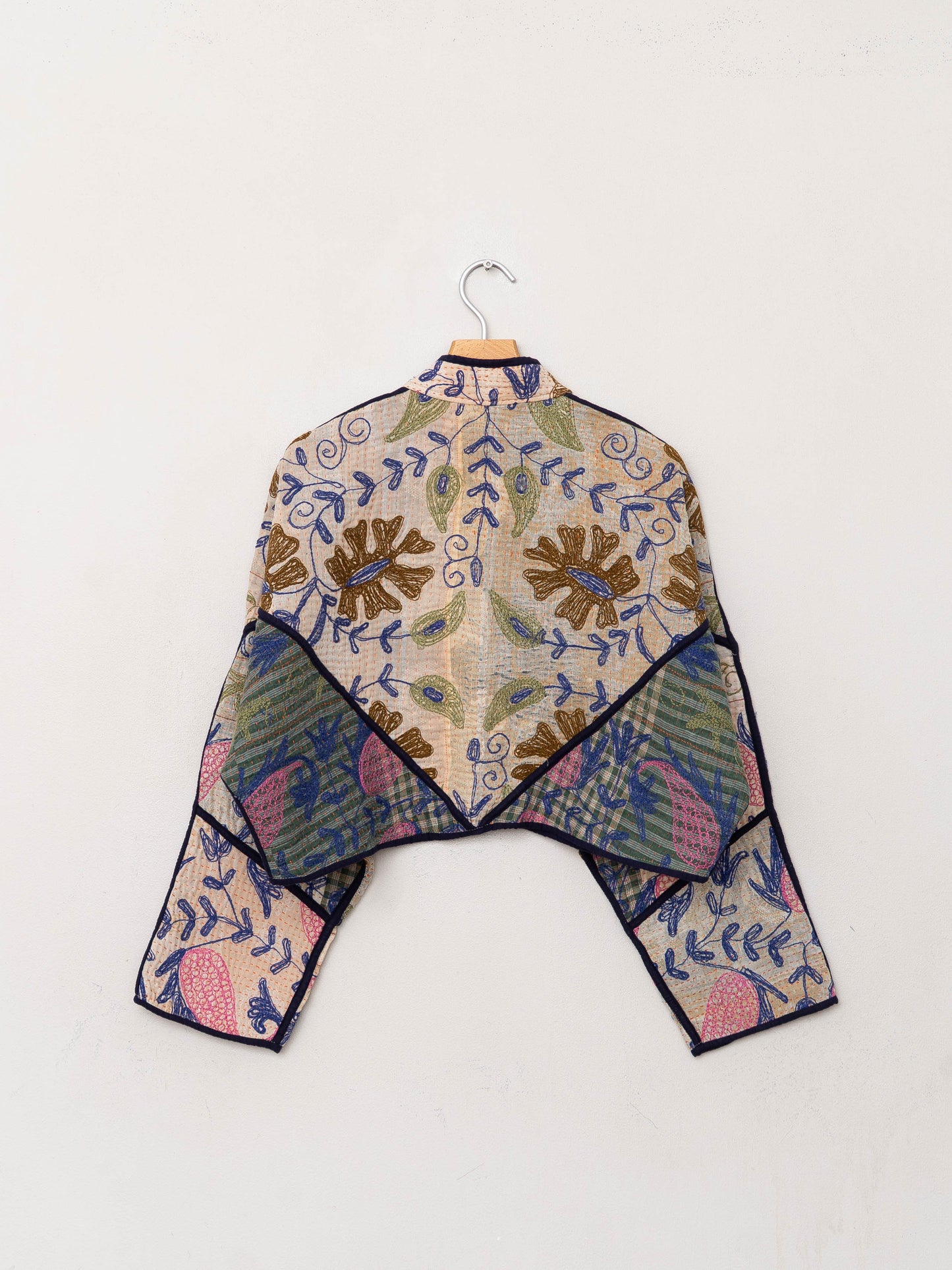 The Kaira Cropped Suzani Quilted Kantha Jacket
