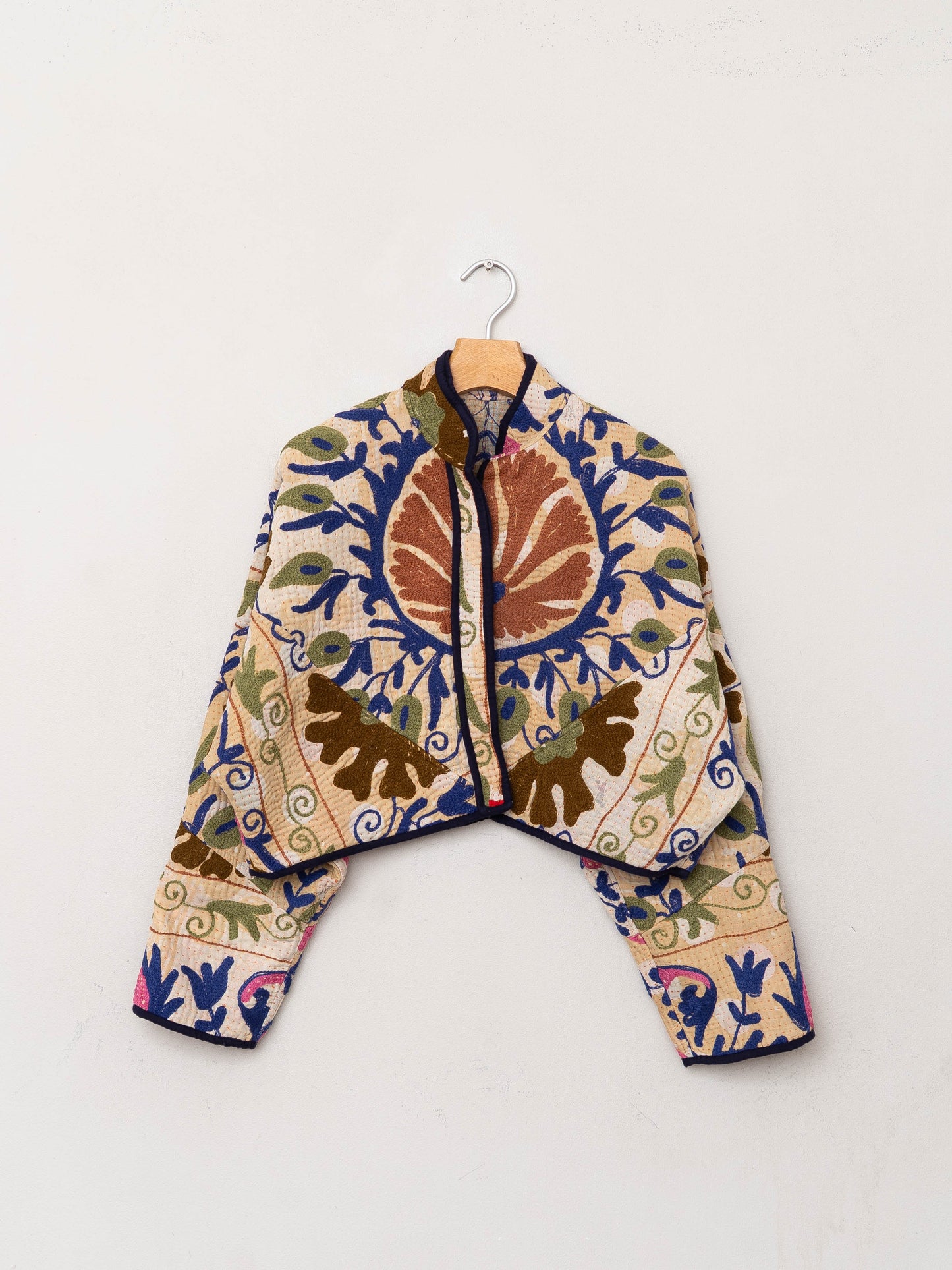 The Kaira Cropped Suzani Quilted Kantha Jacket