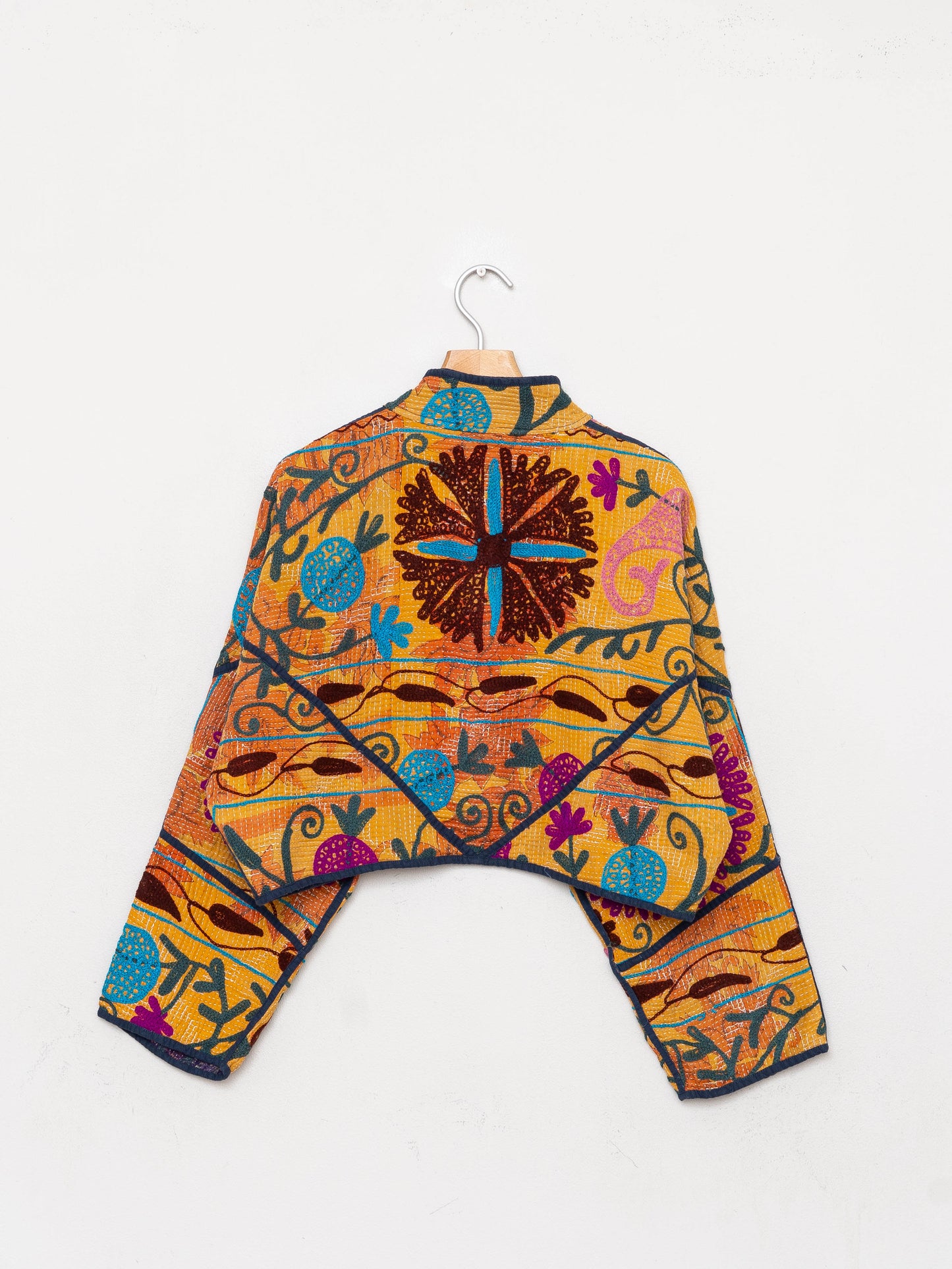The Kaira Cropped Suzani Quilted Kantha Jacket