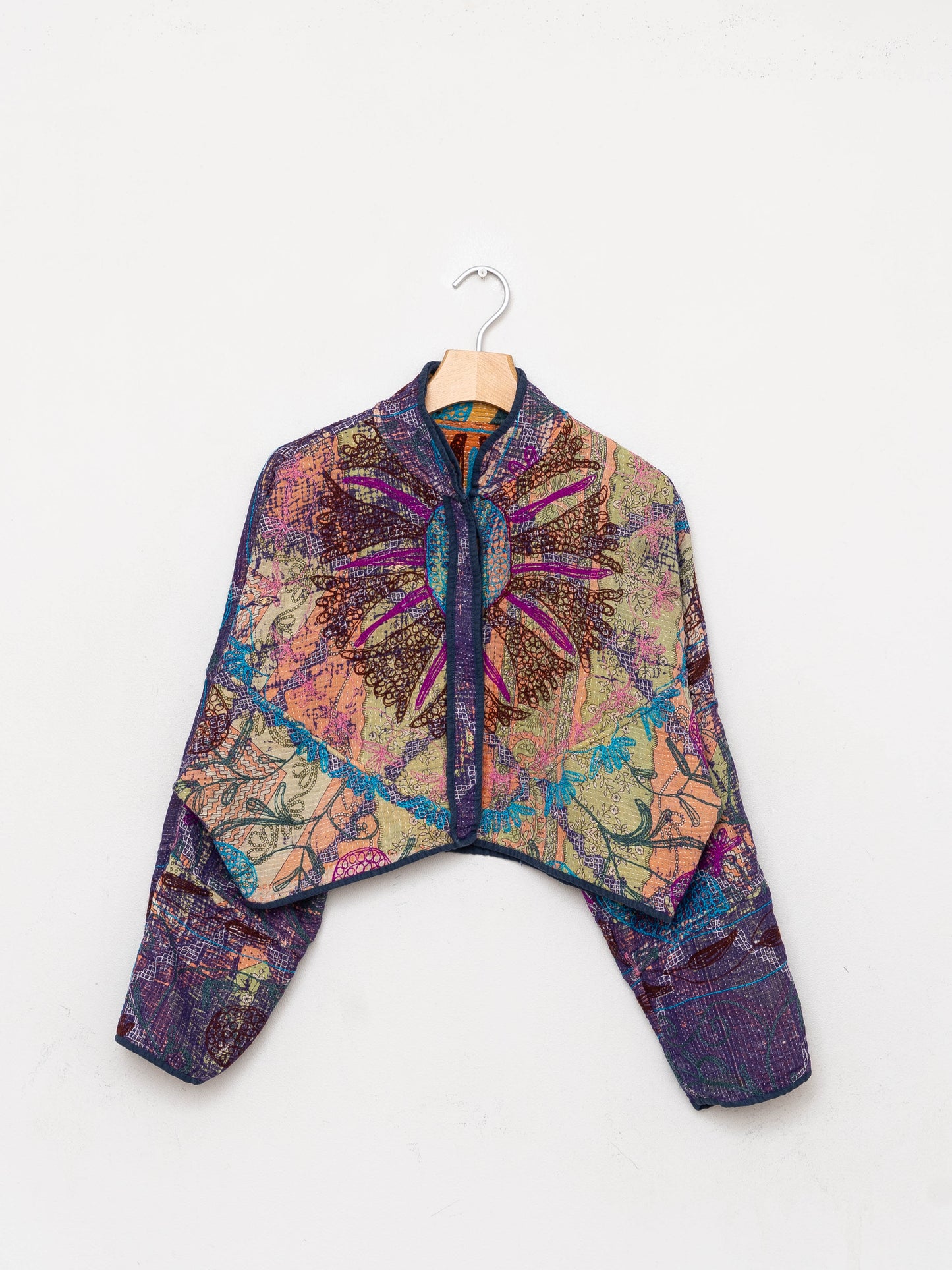 The Kaira Cropped Suzani Quilted Kantha Jacket