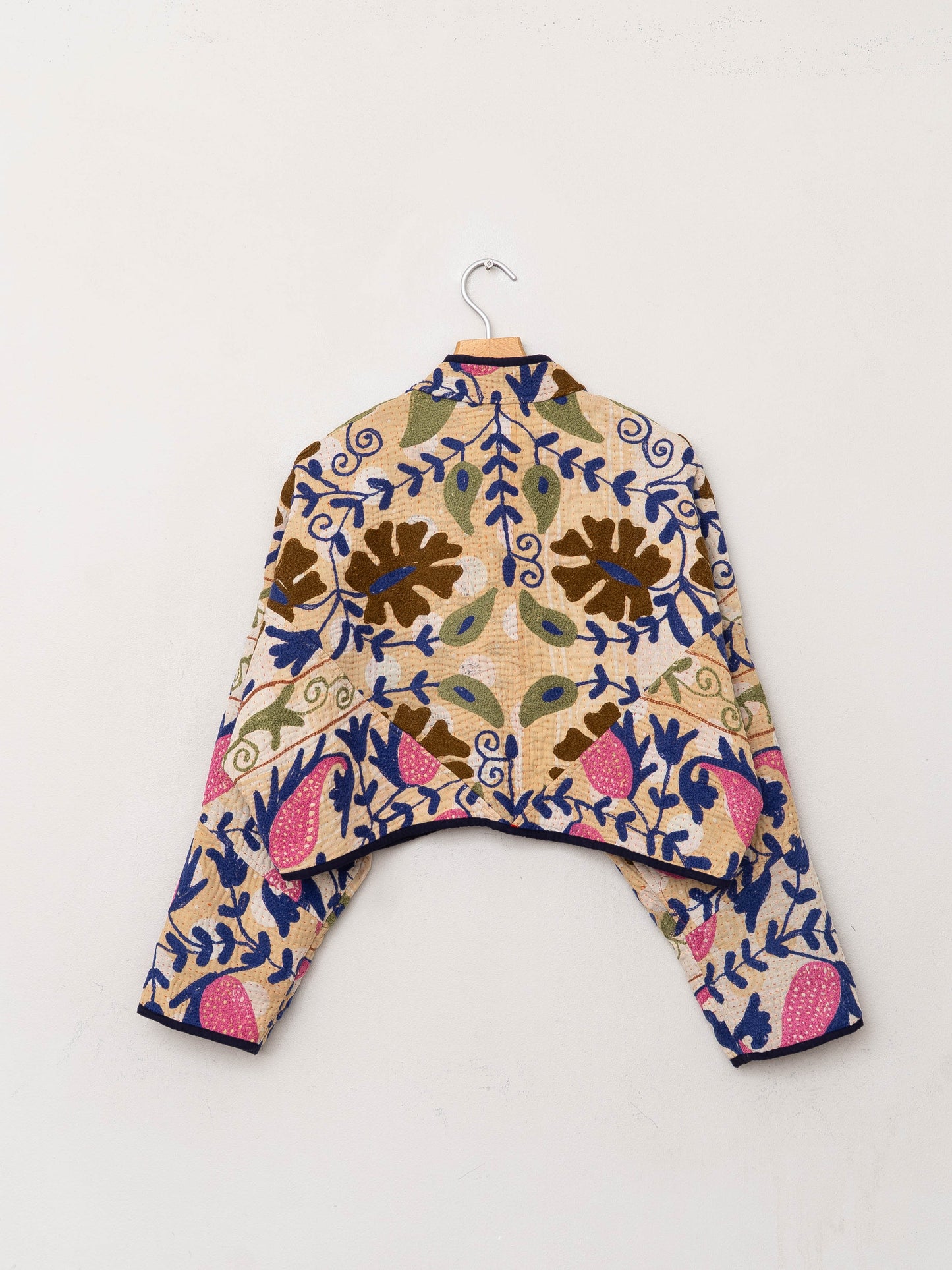 The Kaira Cropped Suzani Quilted Kantha Jacket