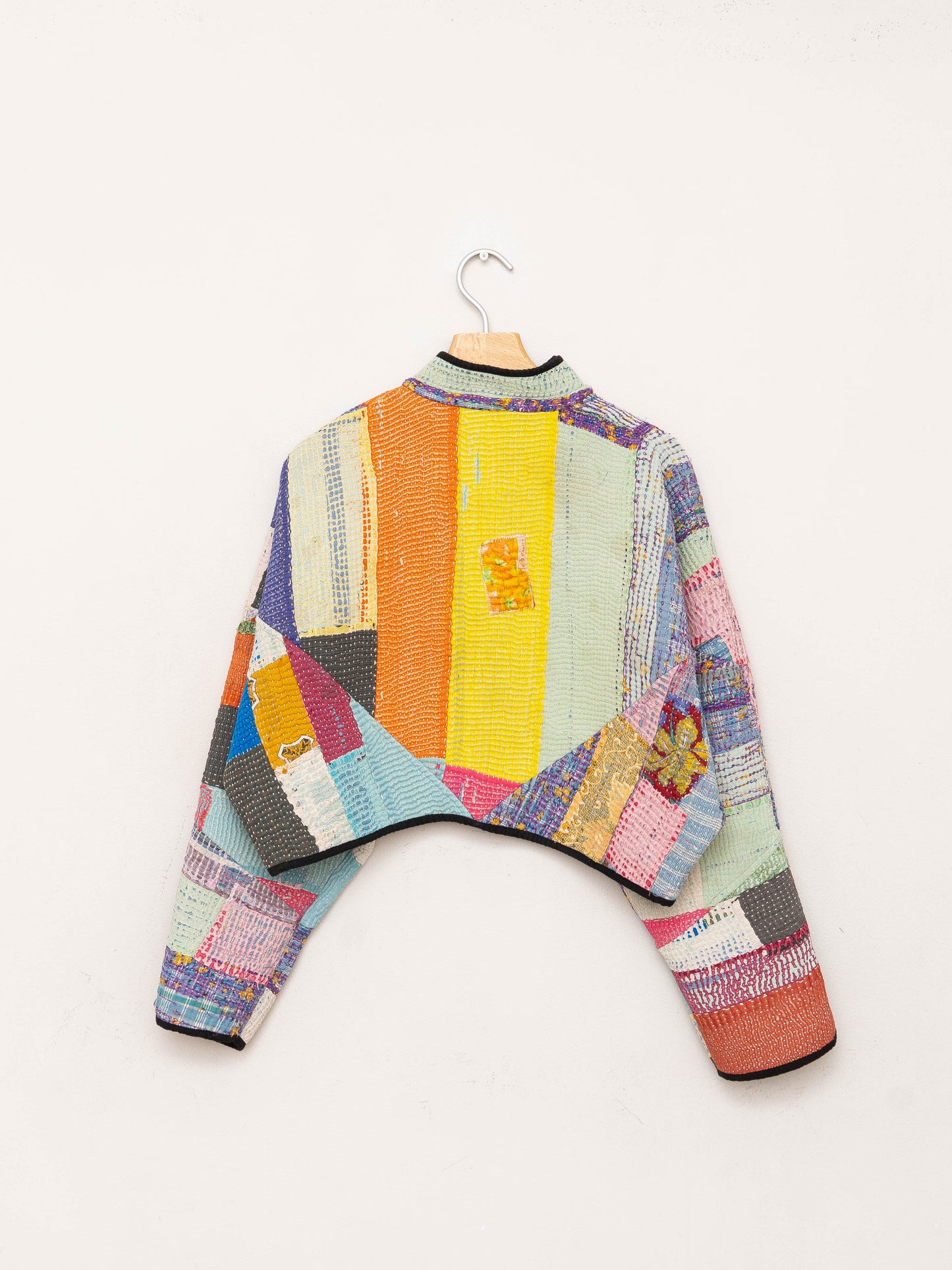 The Kaira Cropped Quilted Patchwork Kantha Jacket