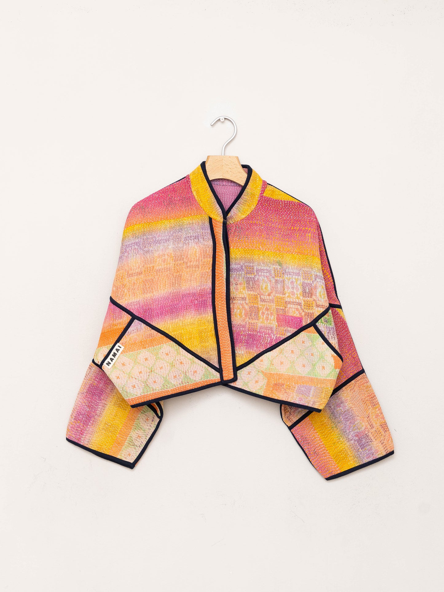 The Kaira Cropped Quilted Patchwork Kantha Jacket