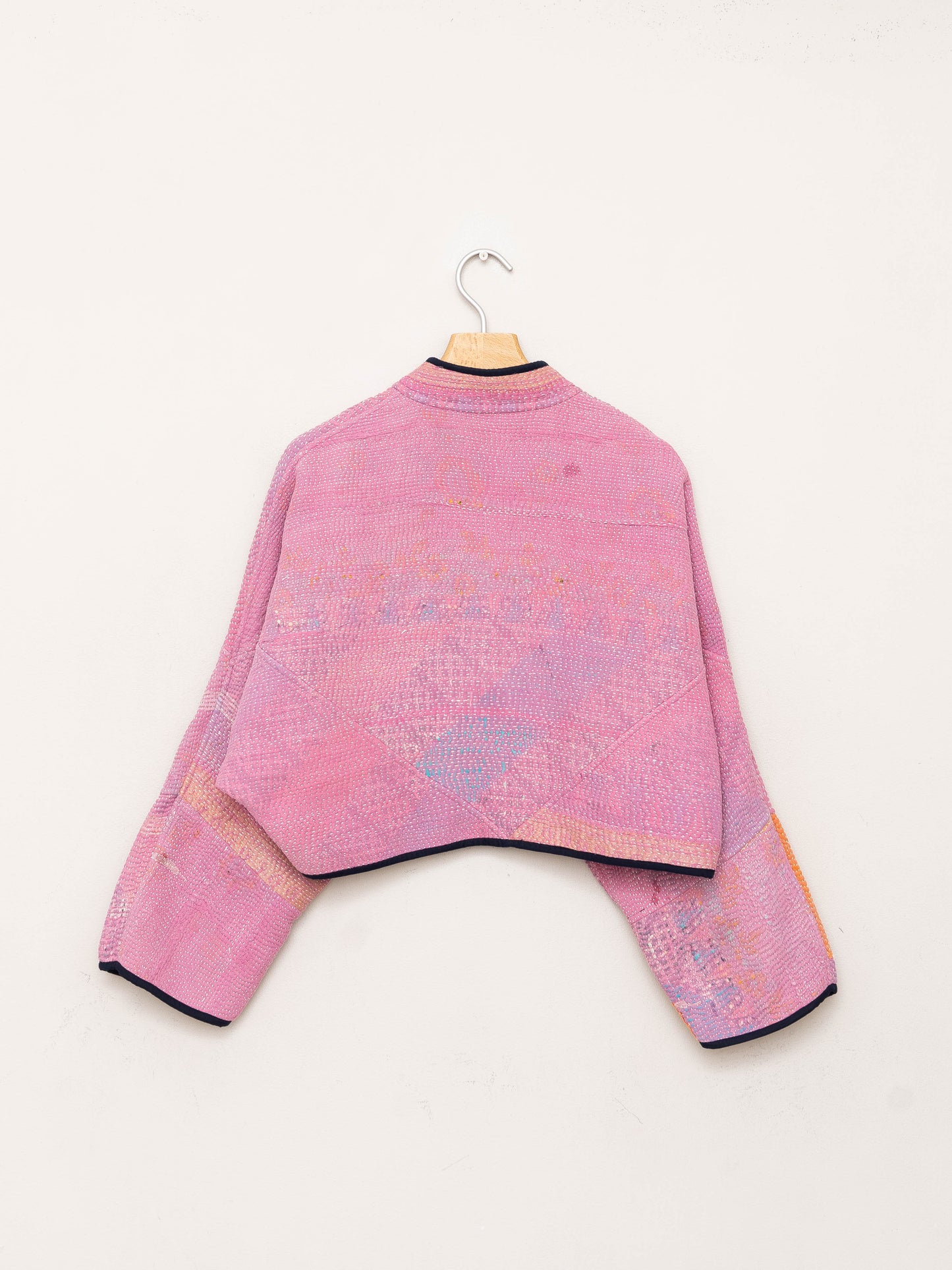The Kaira Cropped Quilted Patchwork Kantha Jacket