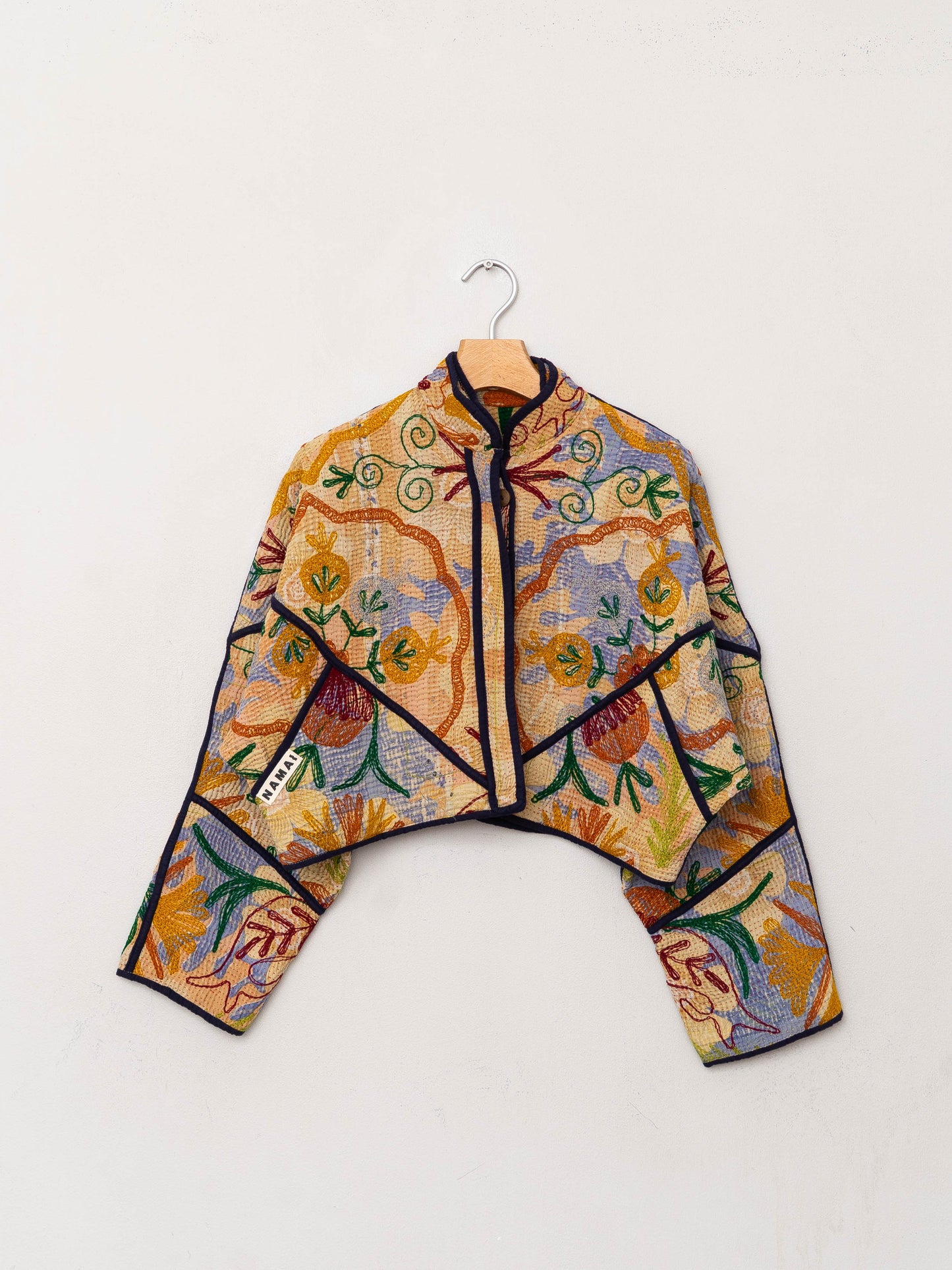 The Kaira Cropped Suzani Quilted Kantha Jacket