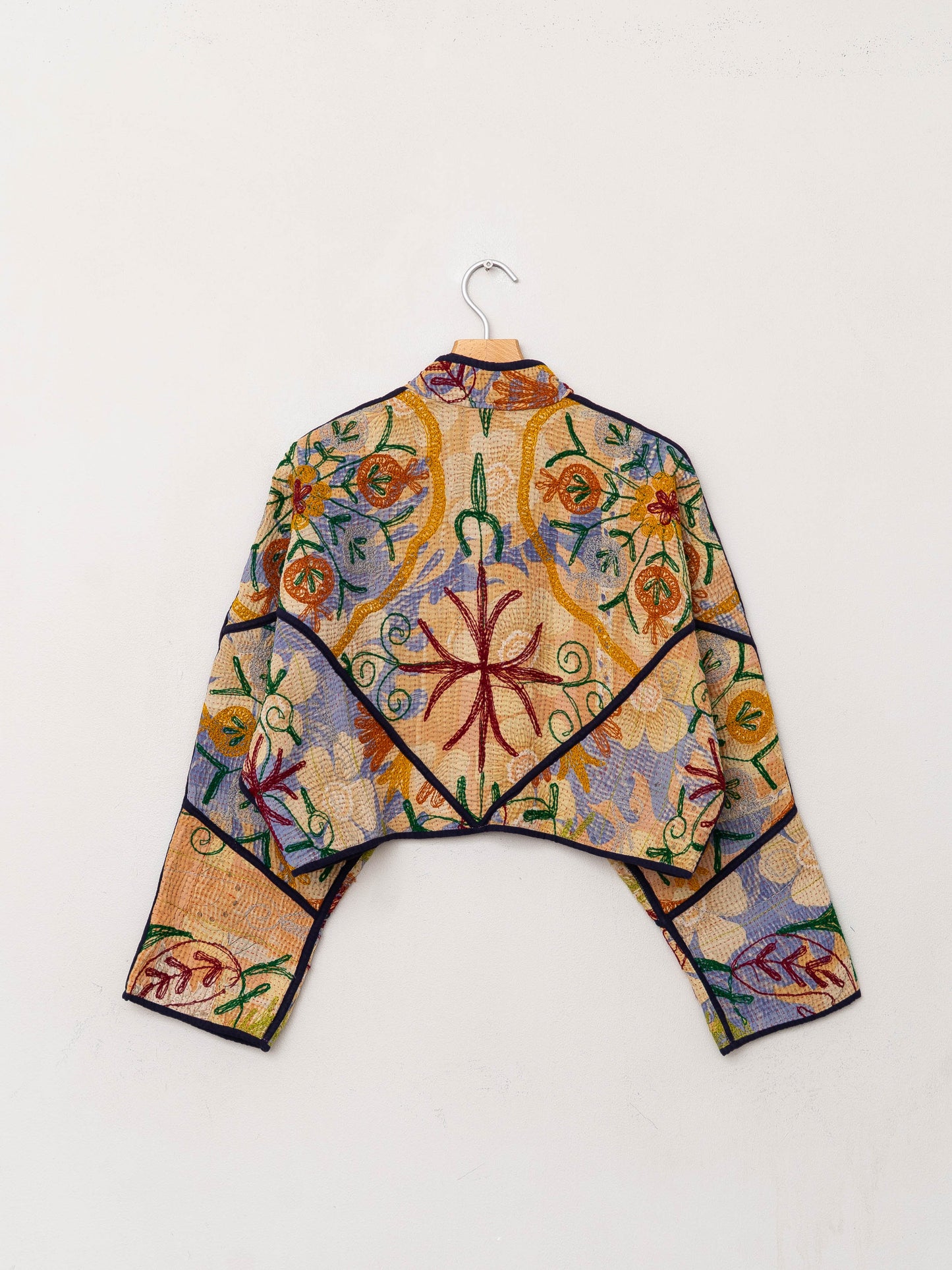 The Kaira Cropped Suzani Quilted Kantha Jacket