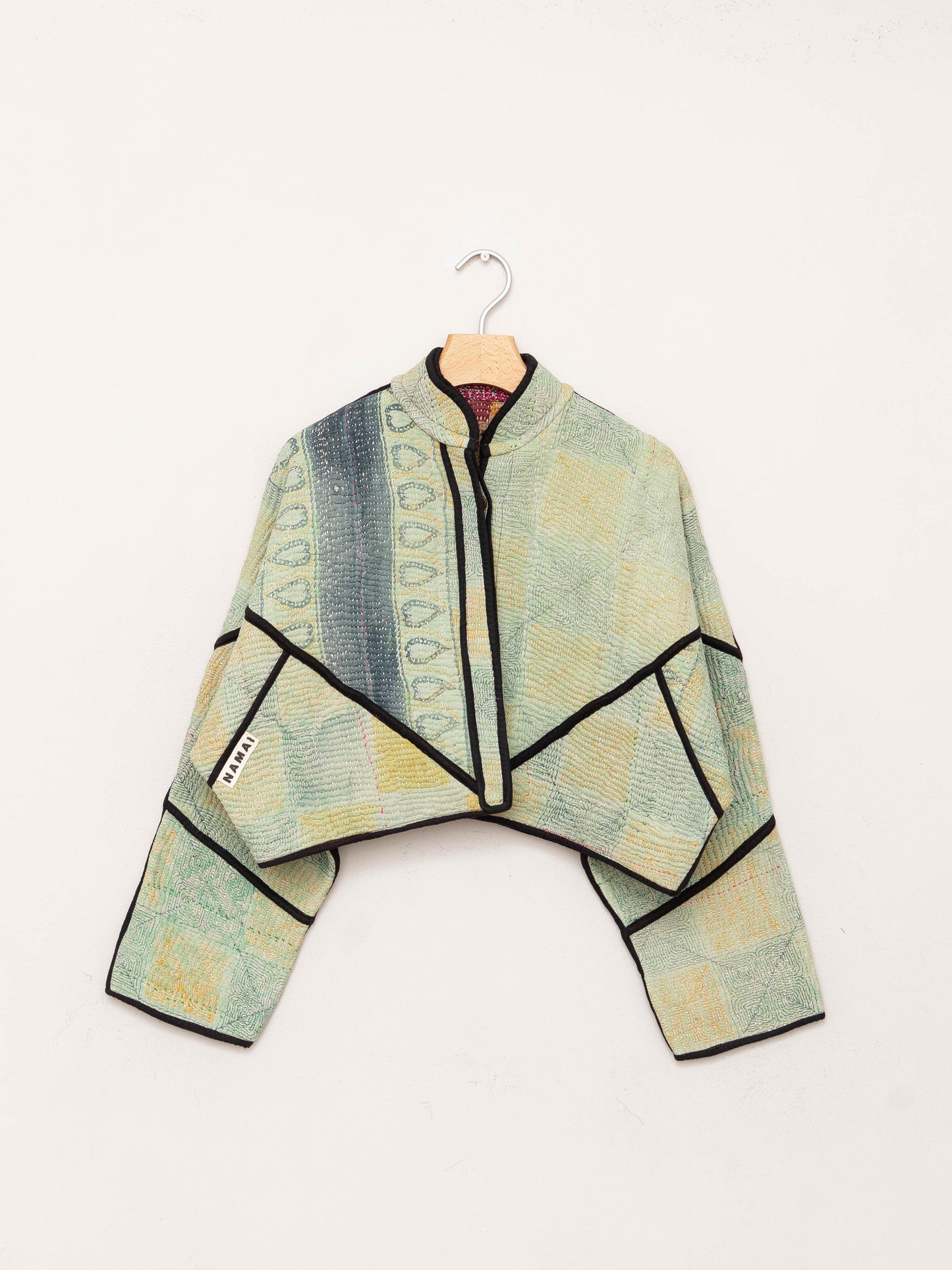 The Kaira Cropped Quilted Patchwork Kantha Jacket