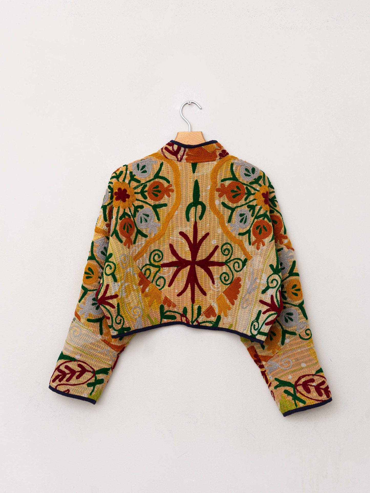 The Kaira Cropped Suzani Quilted Kantha Jacket