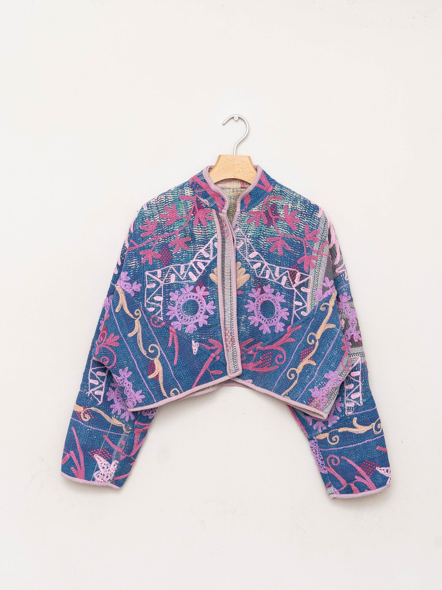 The Kaira Cropped Suzani Quilted Kantha Jacket