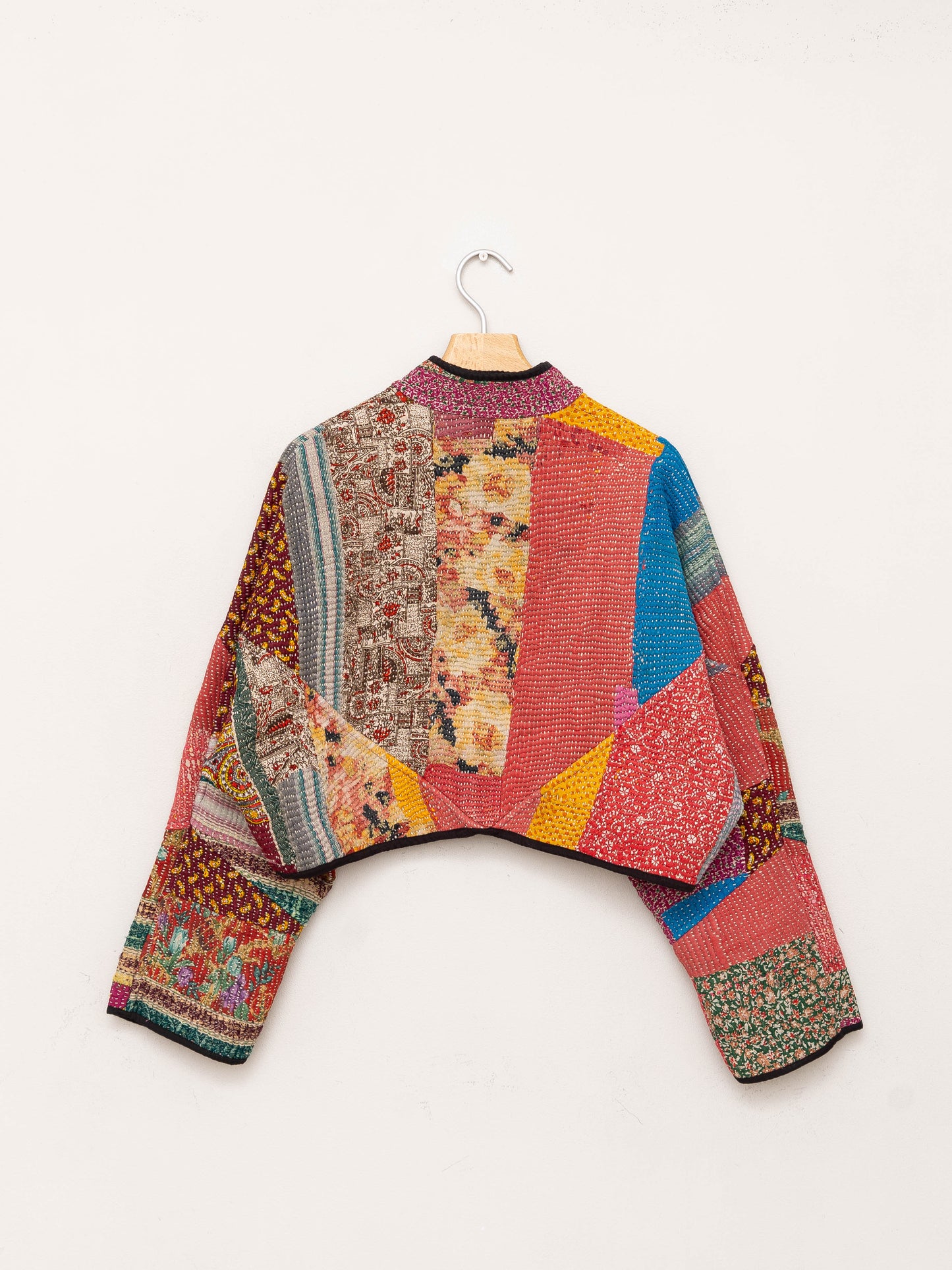 The Kaira Cropped Quilted Patchwork Kantha Jacket
