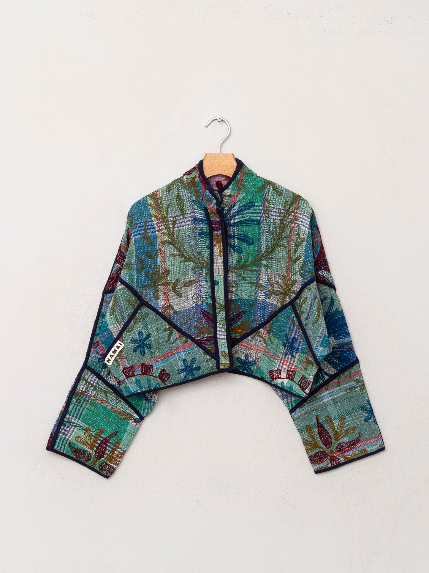 The Kaira Cropped Suzani Quilted Kantha Jacket