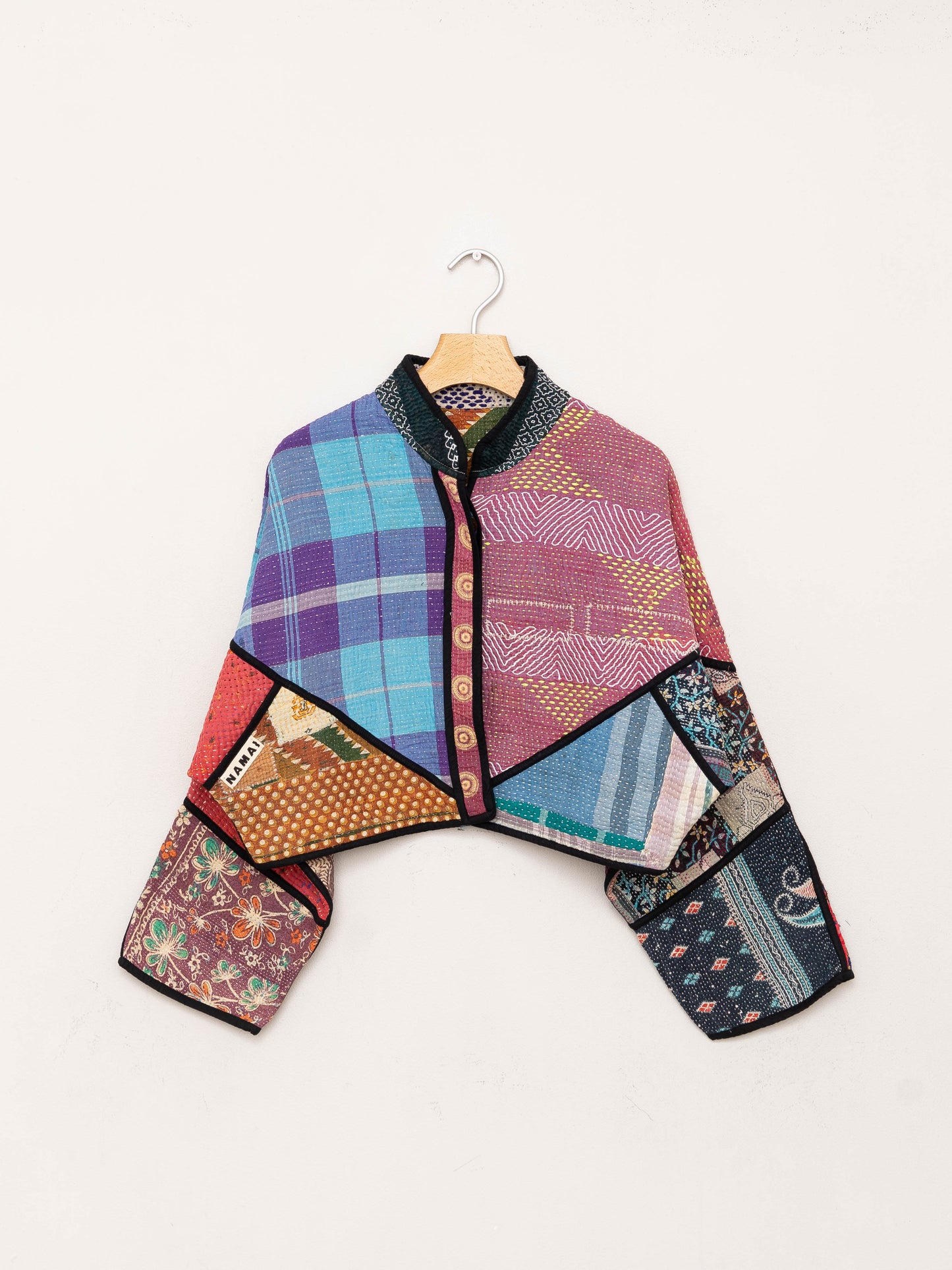 The Kaira Cropped Quilted Patchwork Kantha Jacket