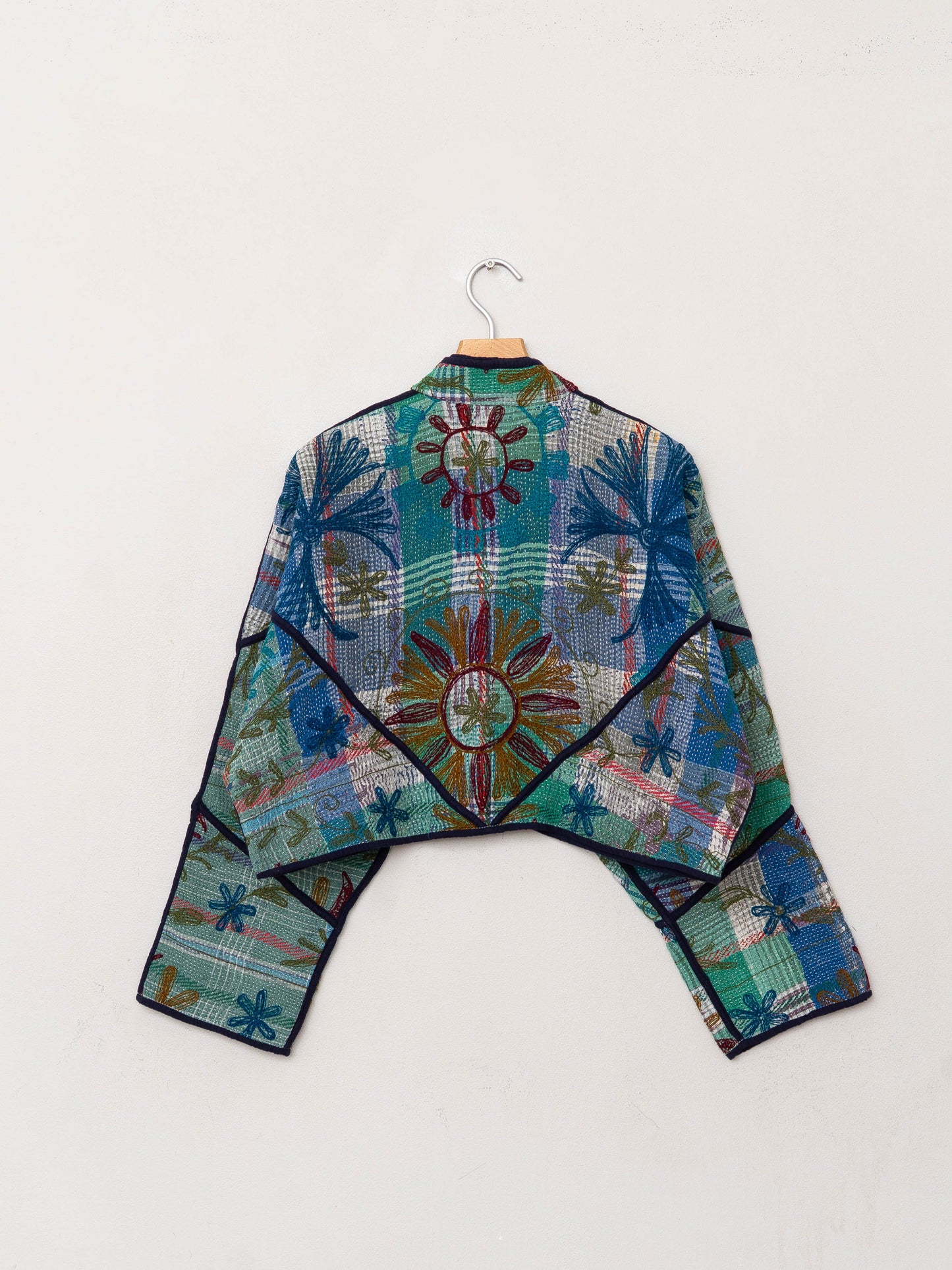 The Kaira Cropped Suzani Quilted Kantha Jacket