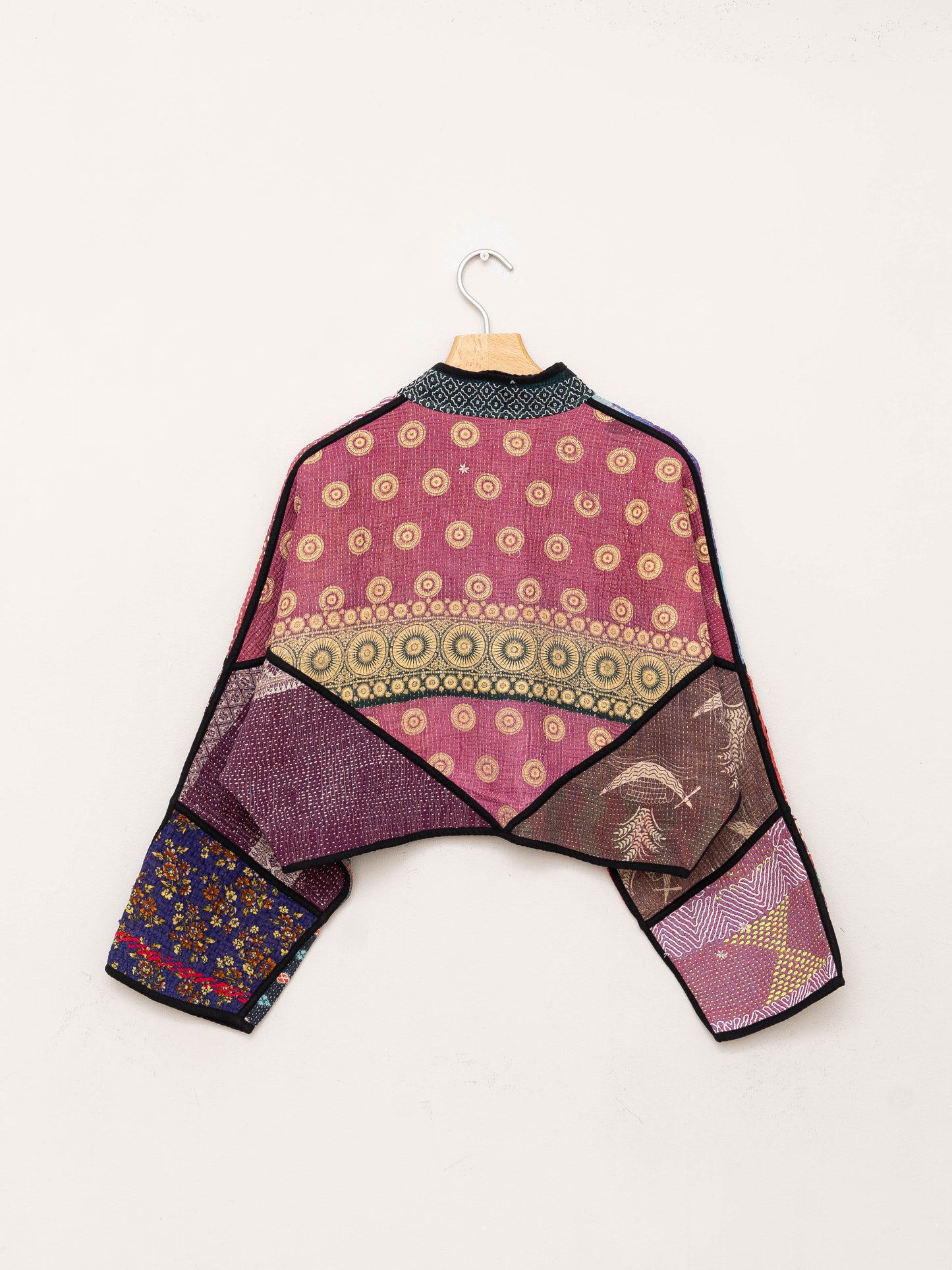 The Kaira Cropped Quilted Patchwork Kantha Jacket