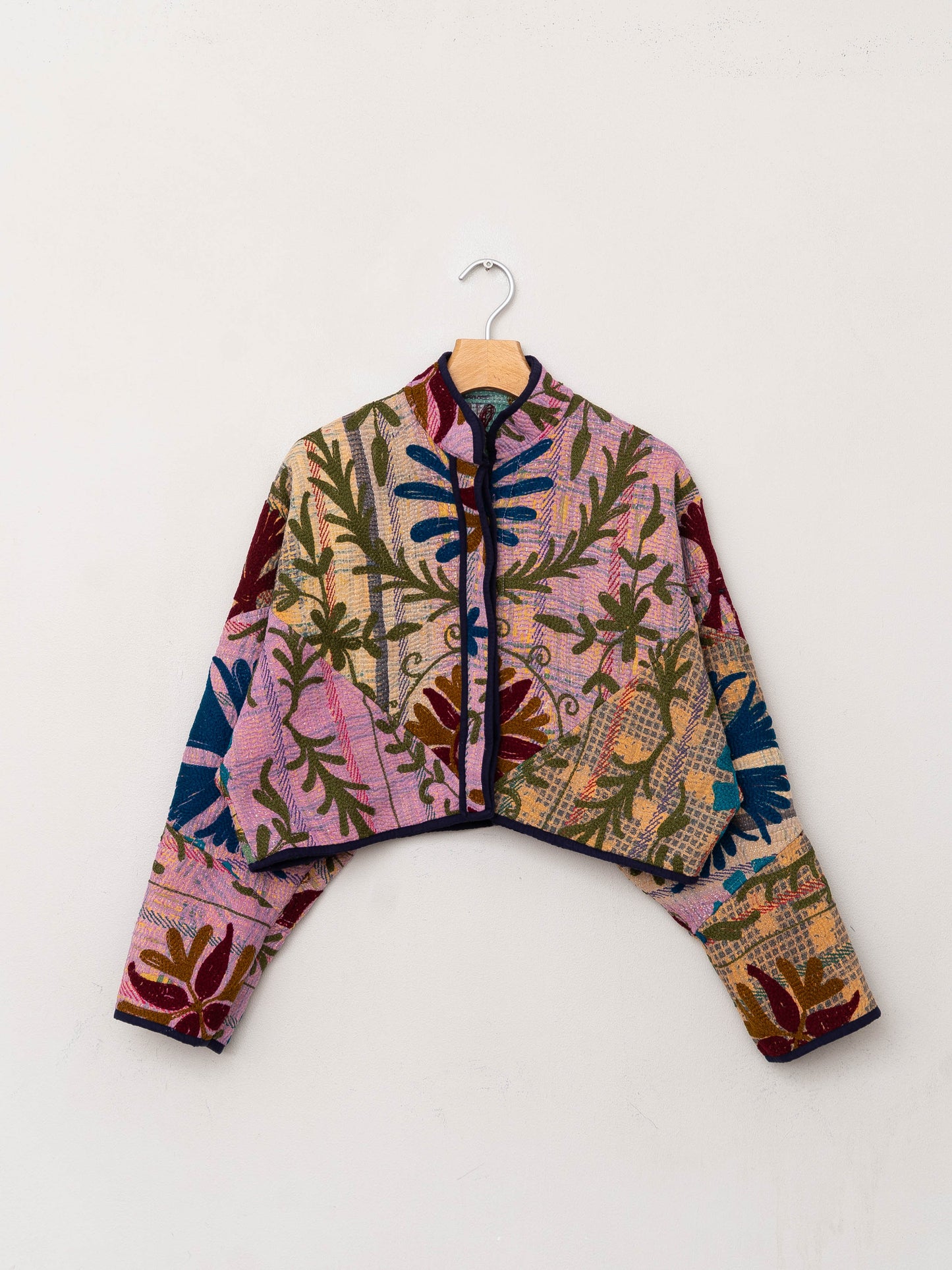 The Kaira Cropped Suzani Quilted Kantha Jacket