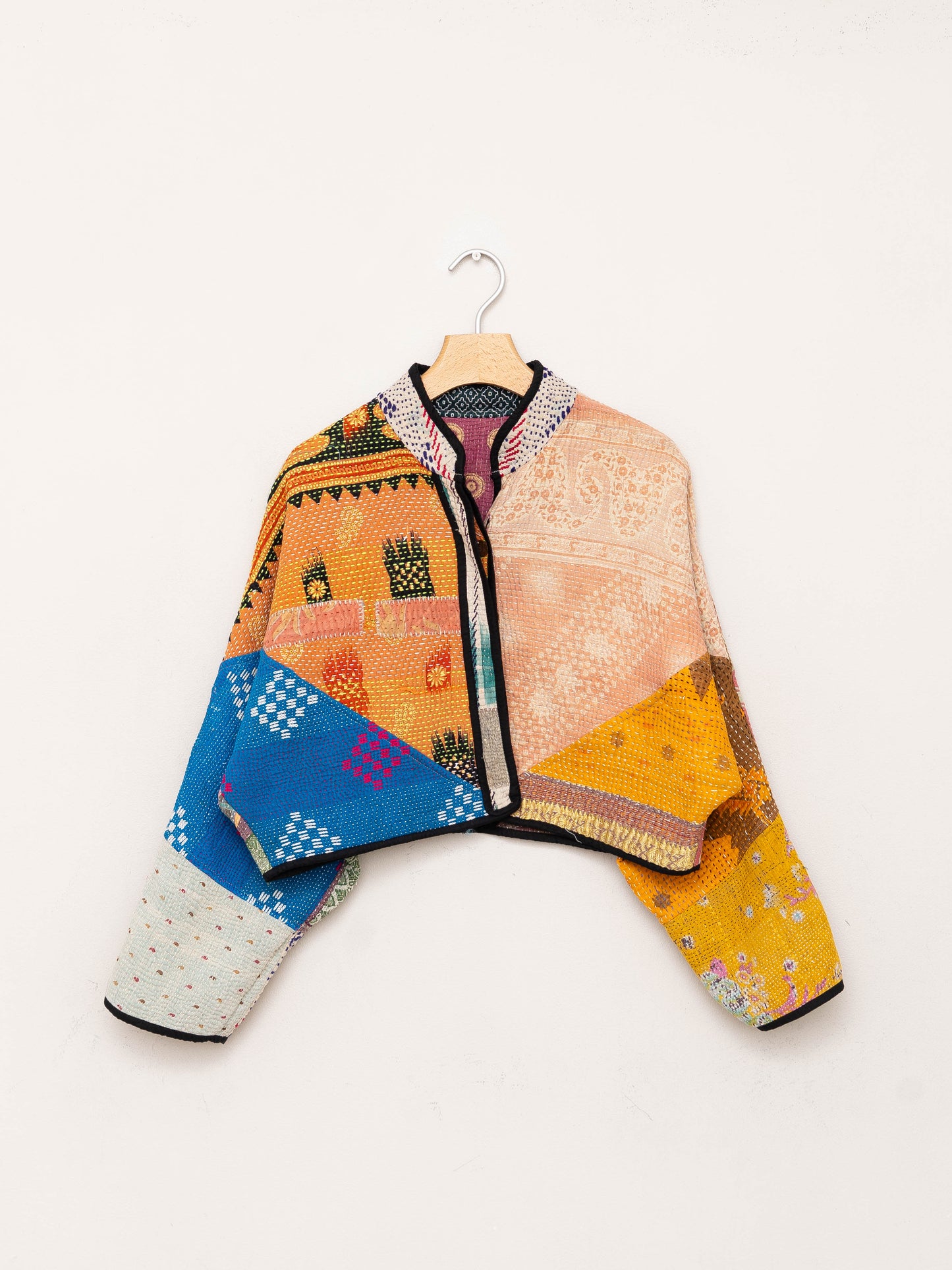 The Kaira Cropped Quilted Patchwork Kantha Jacket