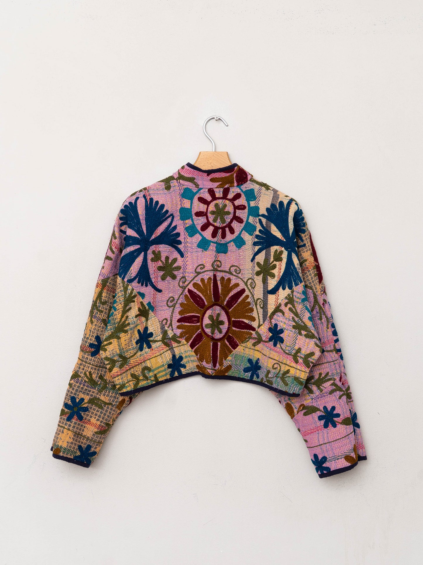 The Kaira Cropped Suzani Quilted Kantha Jacket