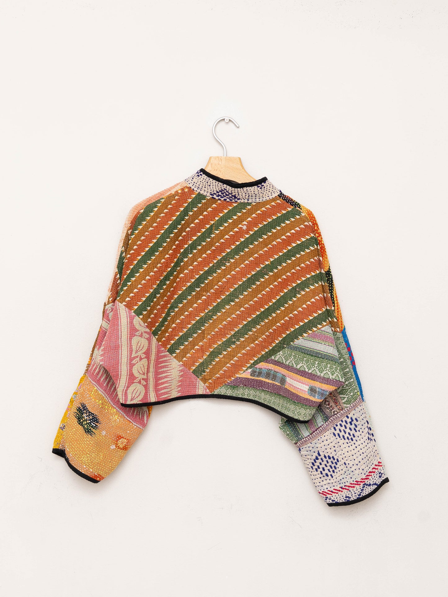 The Kaira Cropped Quilted Patchwork Kantha Jacket
