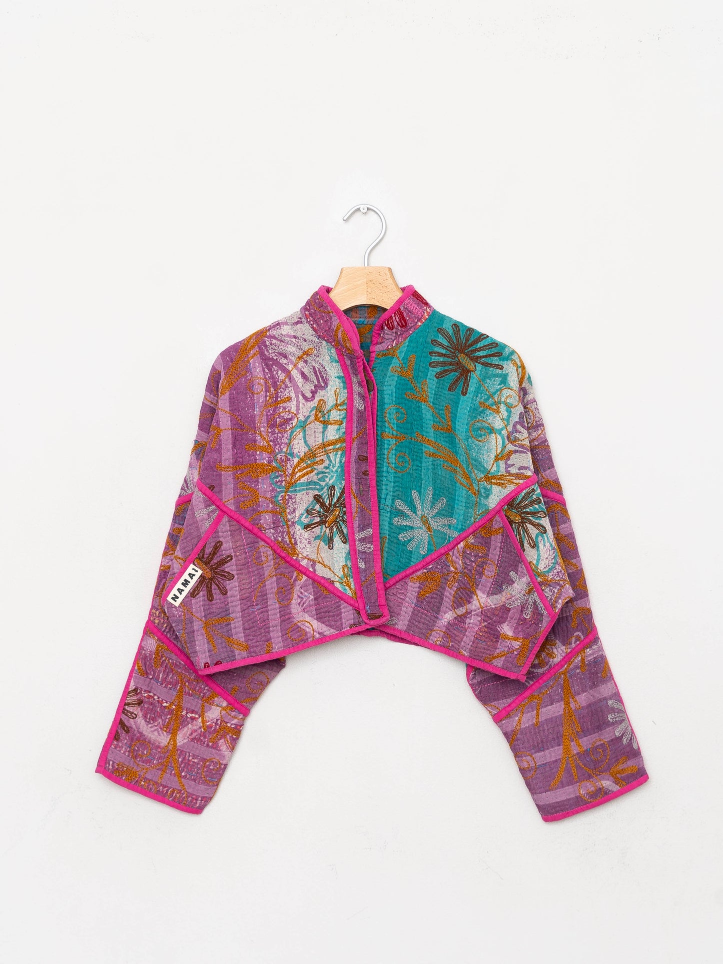 The Kaira Cropped Suzani Quilted Kantha Jacket