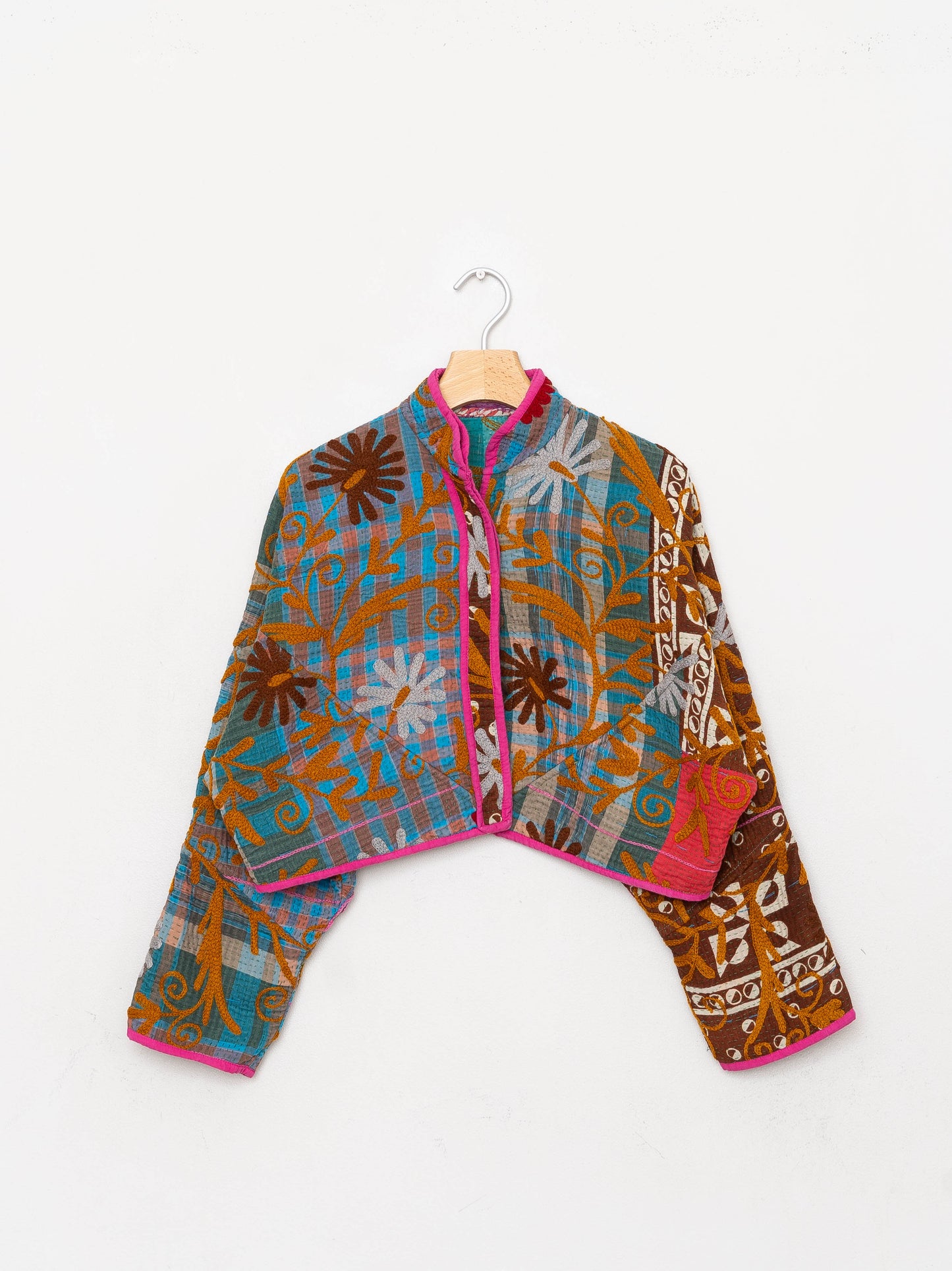 The Kaira Cropped Suzani Quilted Kantha Jacket