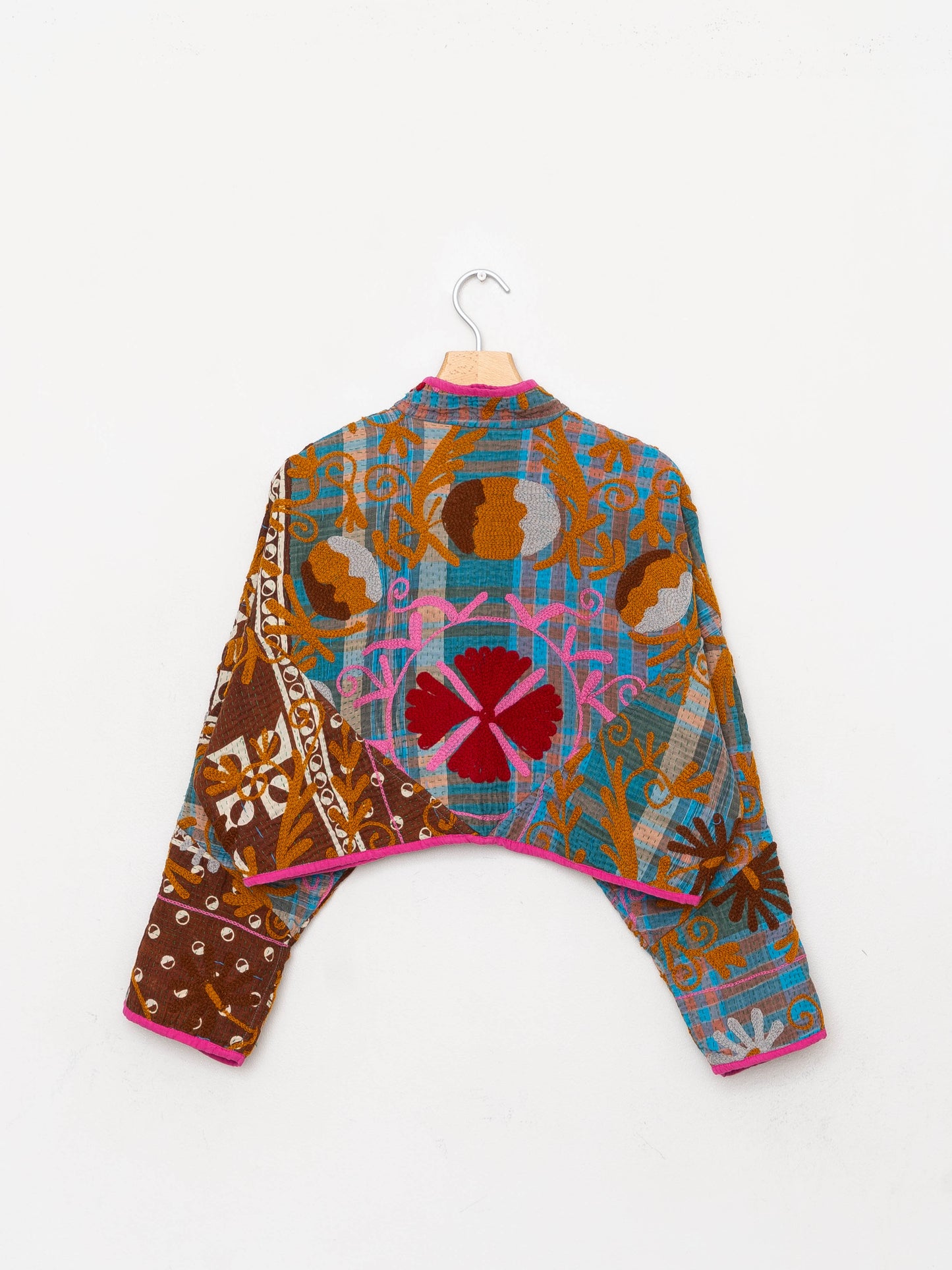 The Kaira Cropped Suzani Quilted Kantha Jacket