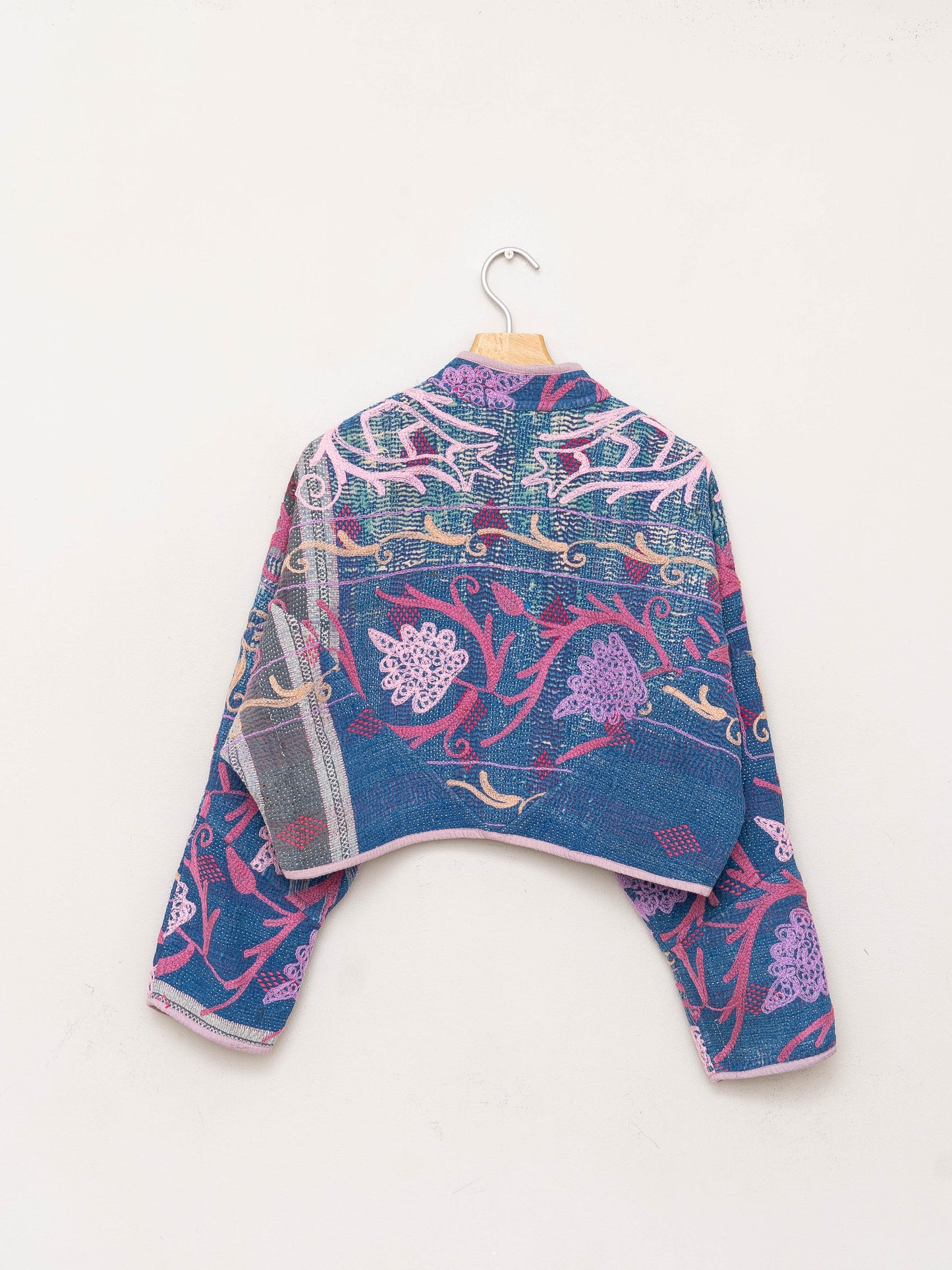 The Kaira Cropped Suzani Quilted Kantha Jacket