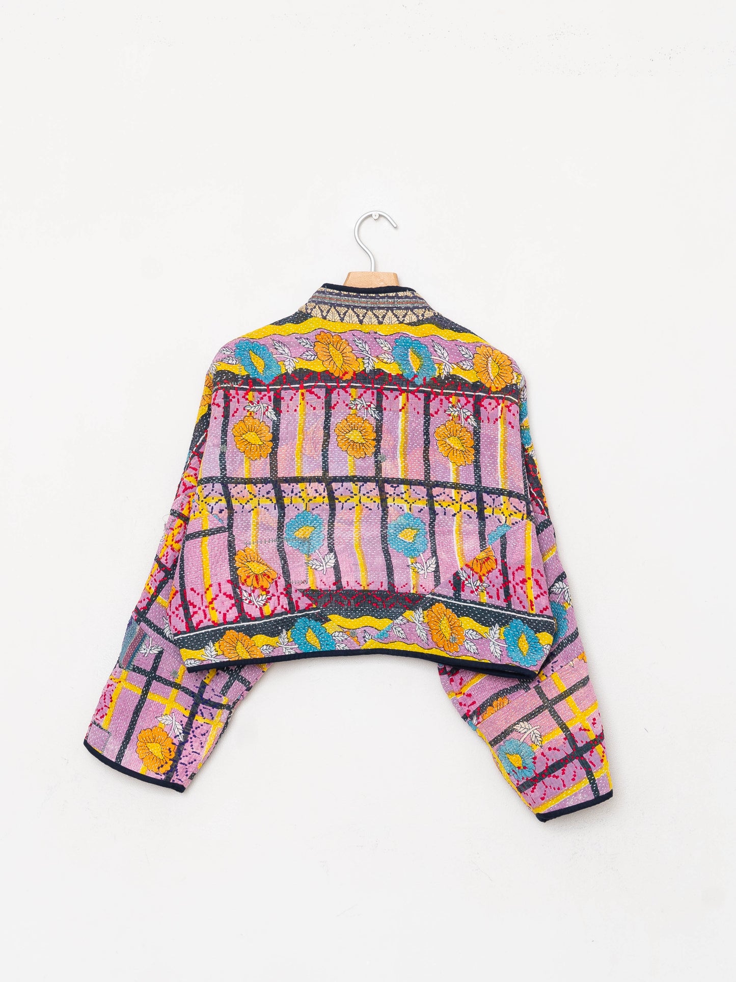 The Kaira Cropped Quilted Patchwork Kantha Jacket
