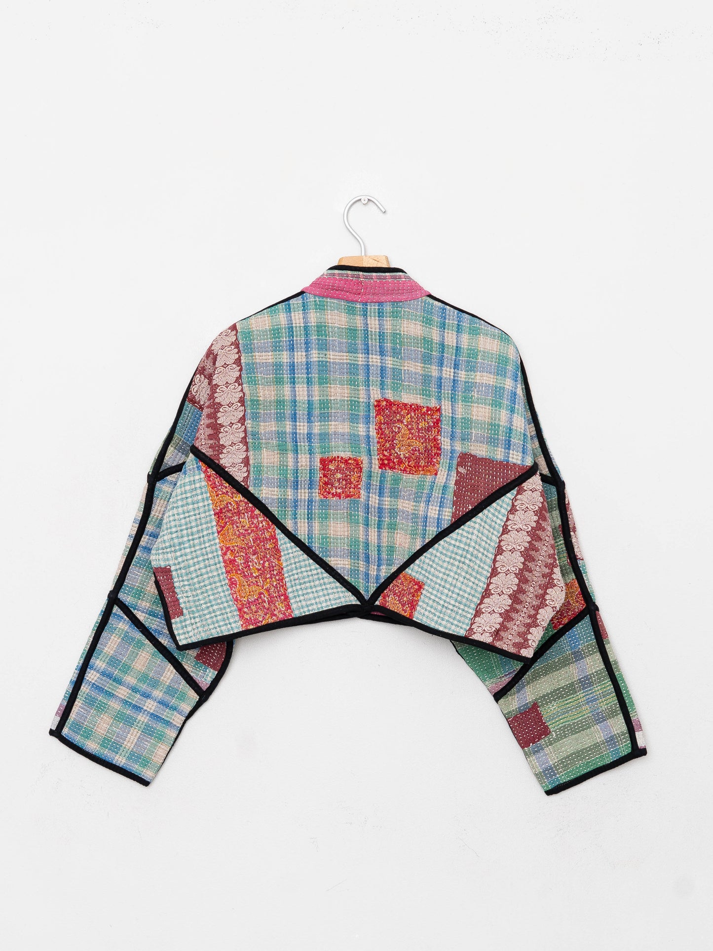 The Kaira Cropped Quilted Patchwork Kantha Jacket