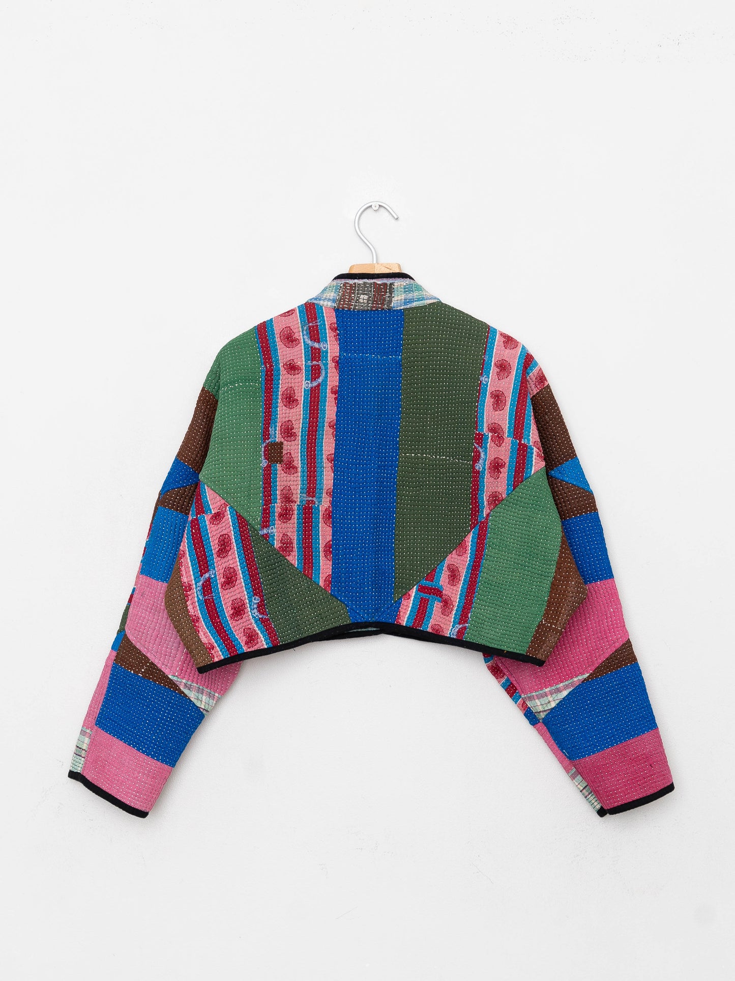 The Kaira Cropped Quilted Patchwork Kantha Jacket