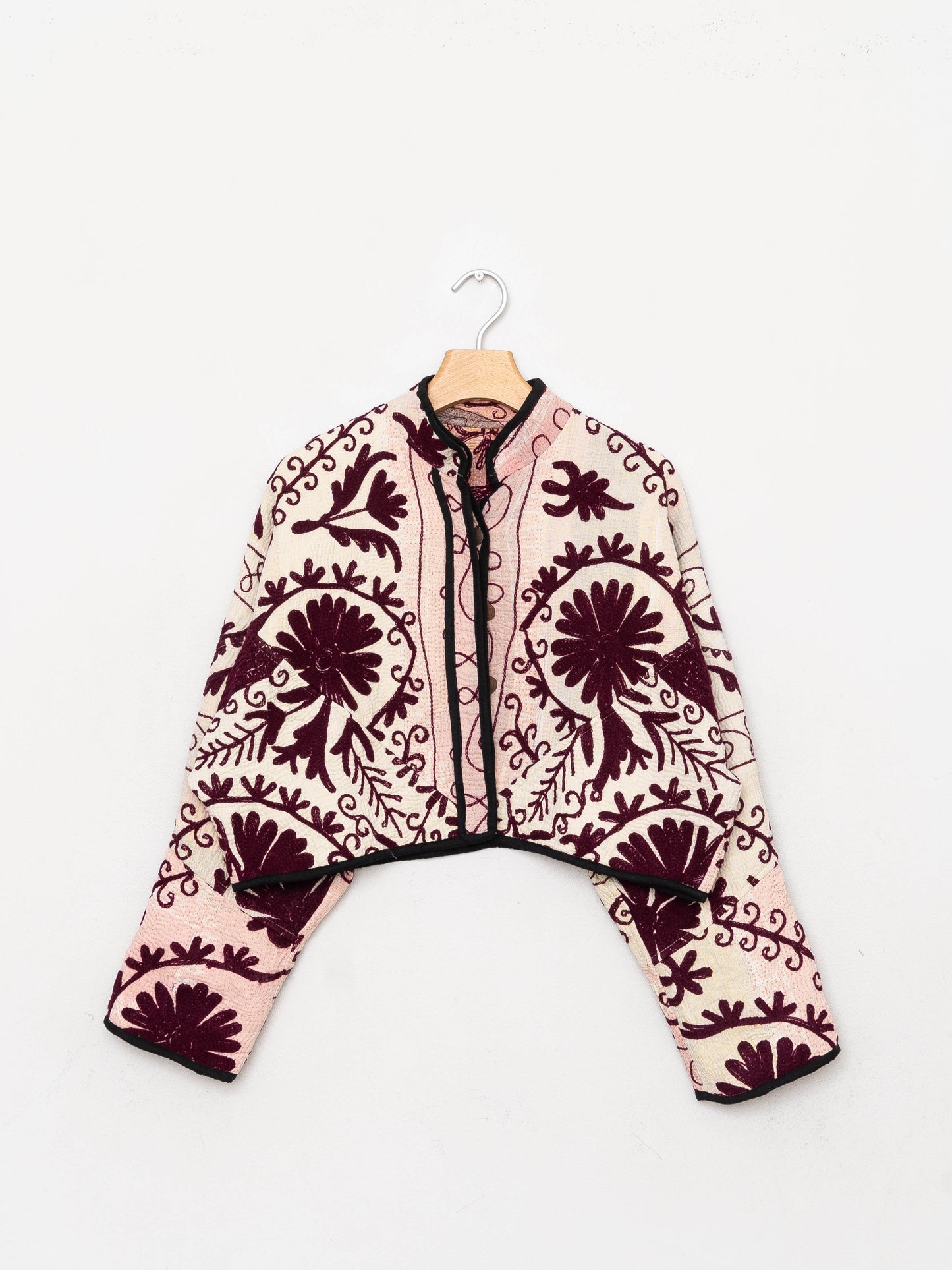 The Kaira Cropped Suzani Quilted Kantha Jacket