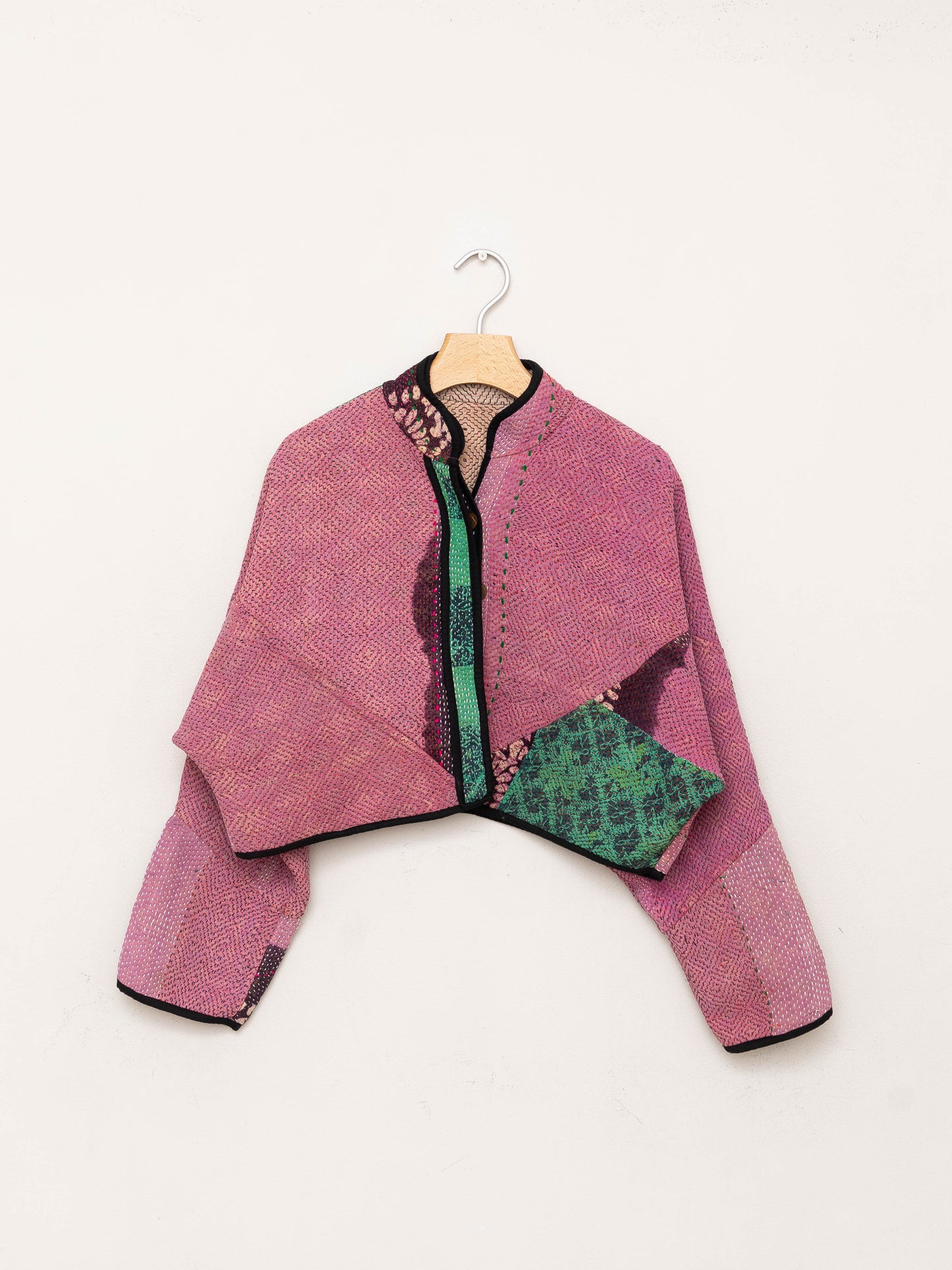 The Kaira Cropped Quilted Patchwork Kantha Jacket