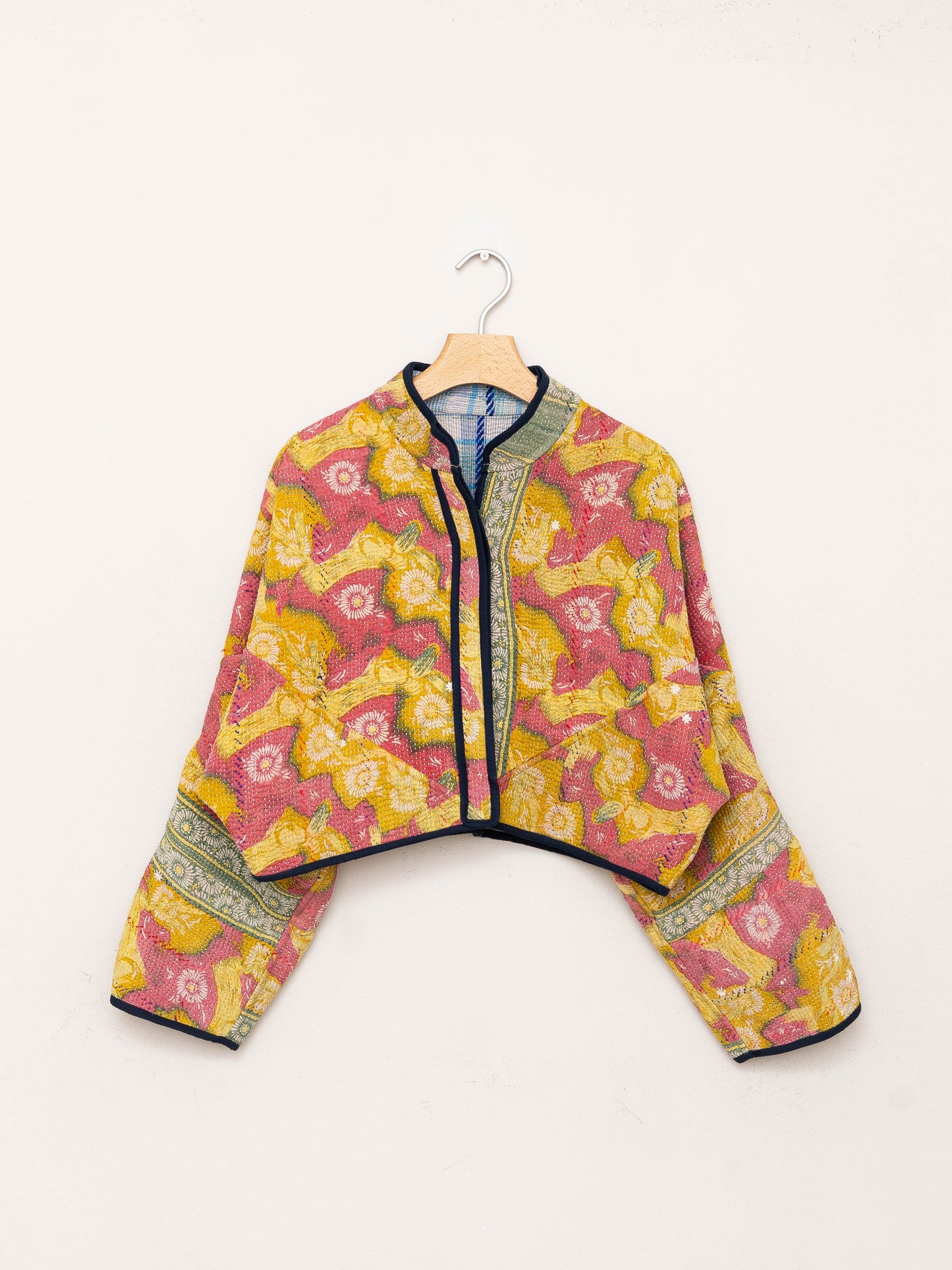 The Kaira Cropped Quilted Patchwork Kantha Jacket