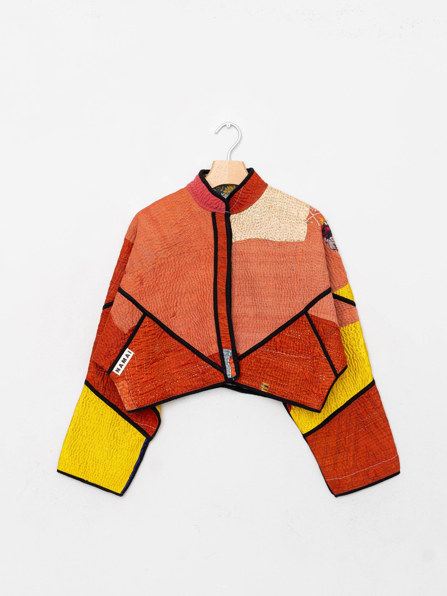 The Kaira Cropped Quilted Patchwork Kantha Jacket