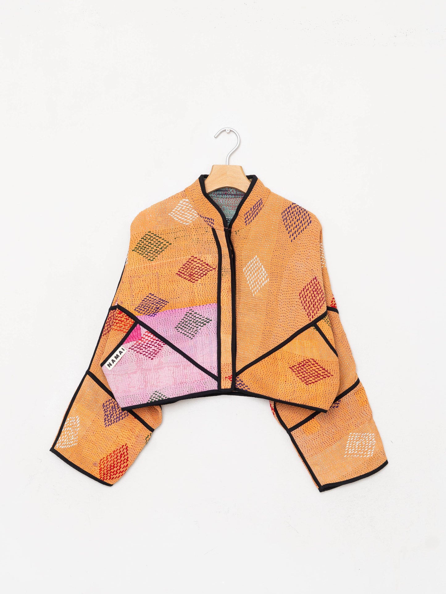 The Kaira Cropped Quilted Patchwork Kantha Jacket