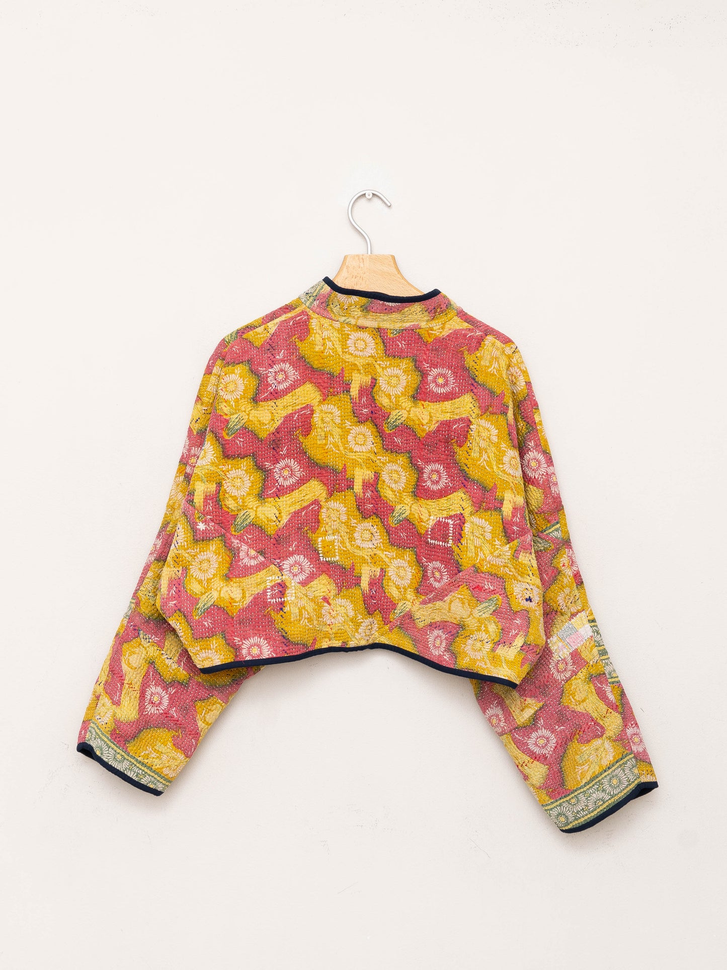 The Kaira Cropped Quilted Patchwork Kantha Jacket