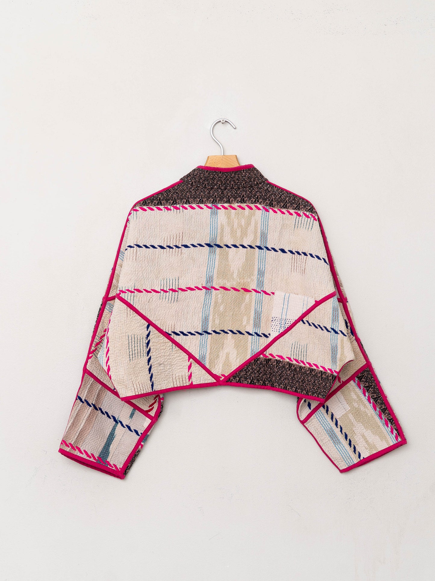 The Kaira Cropped Quilted Patchwork Kantha Jacket