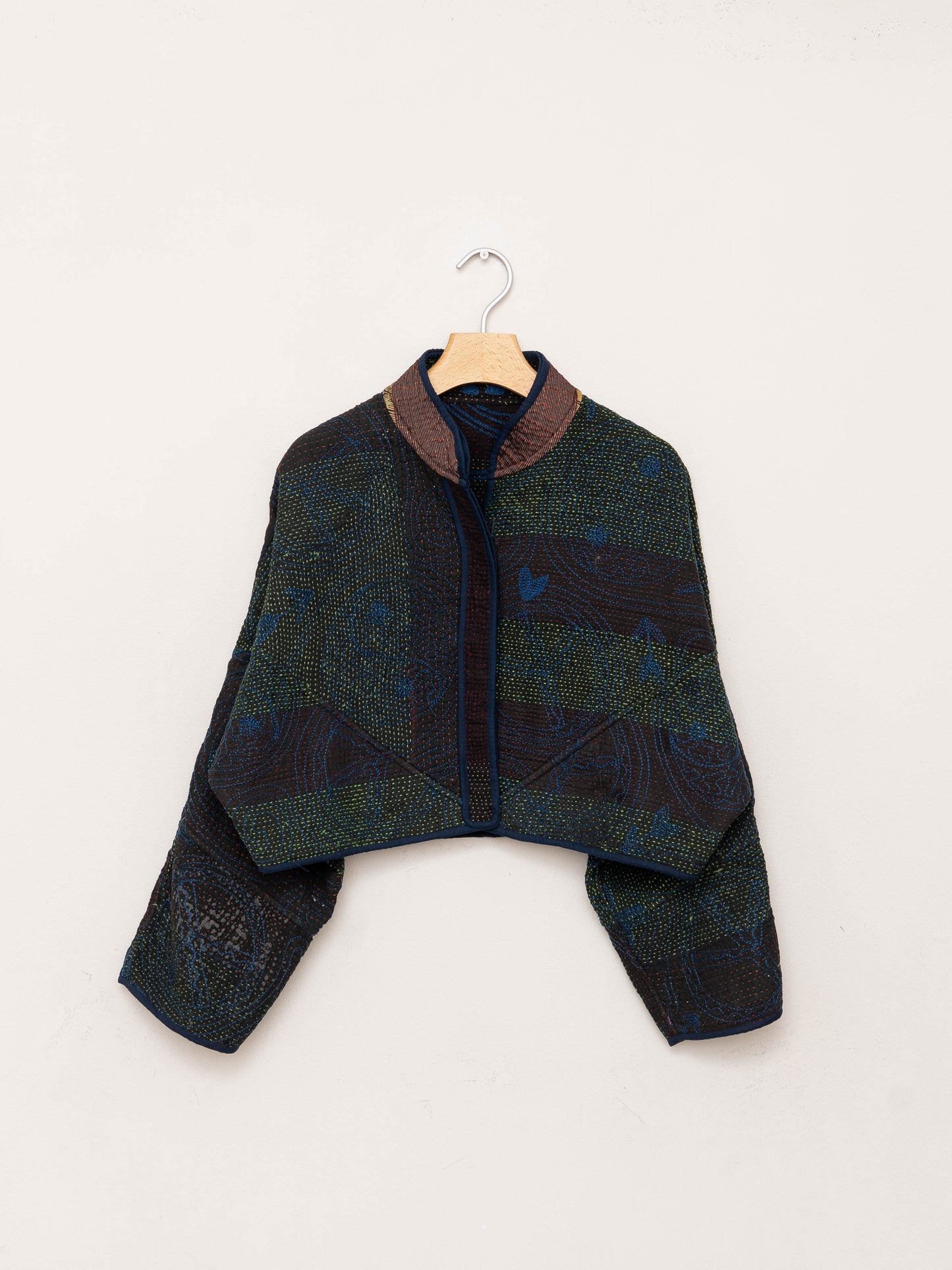The Kaira Cropped Suzani Quilted Kantha Jacket