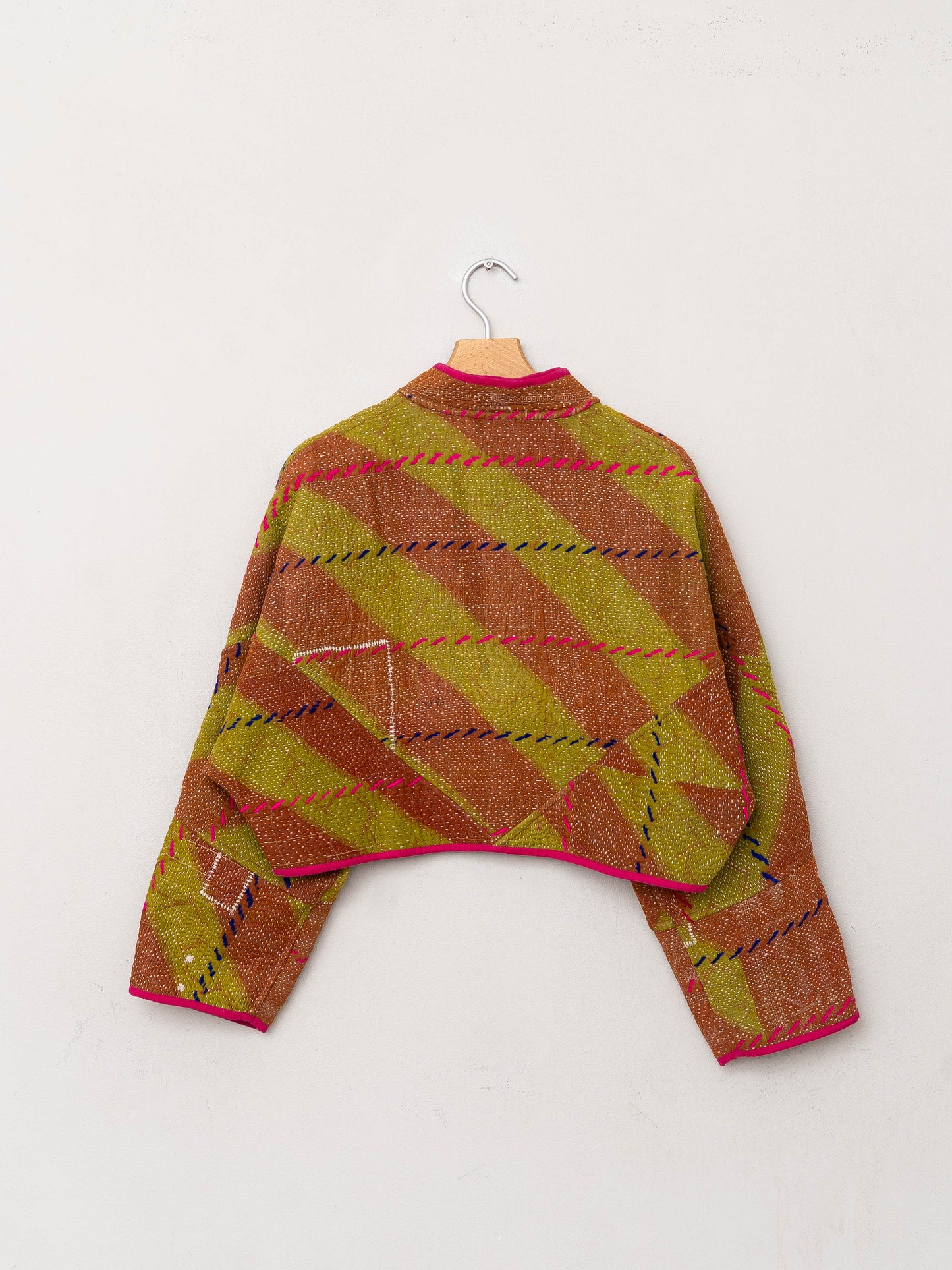The Kaira Cropped Quilted Patchwork Kantha Jacket