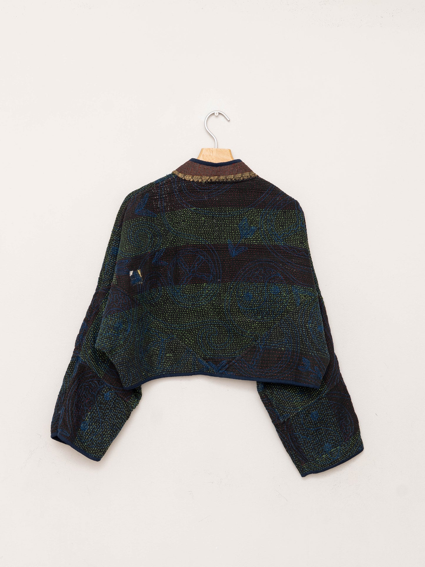 The Kaira Cropped Suzani Quilted Kantha Jacket