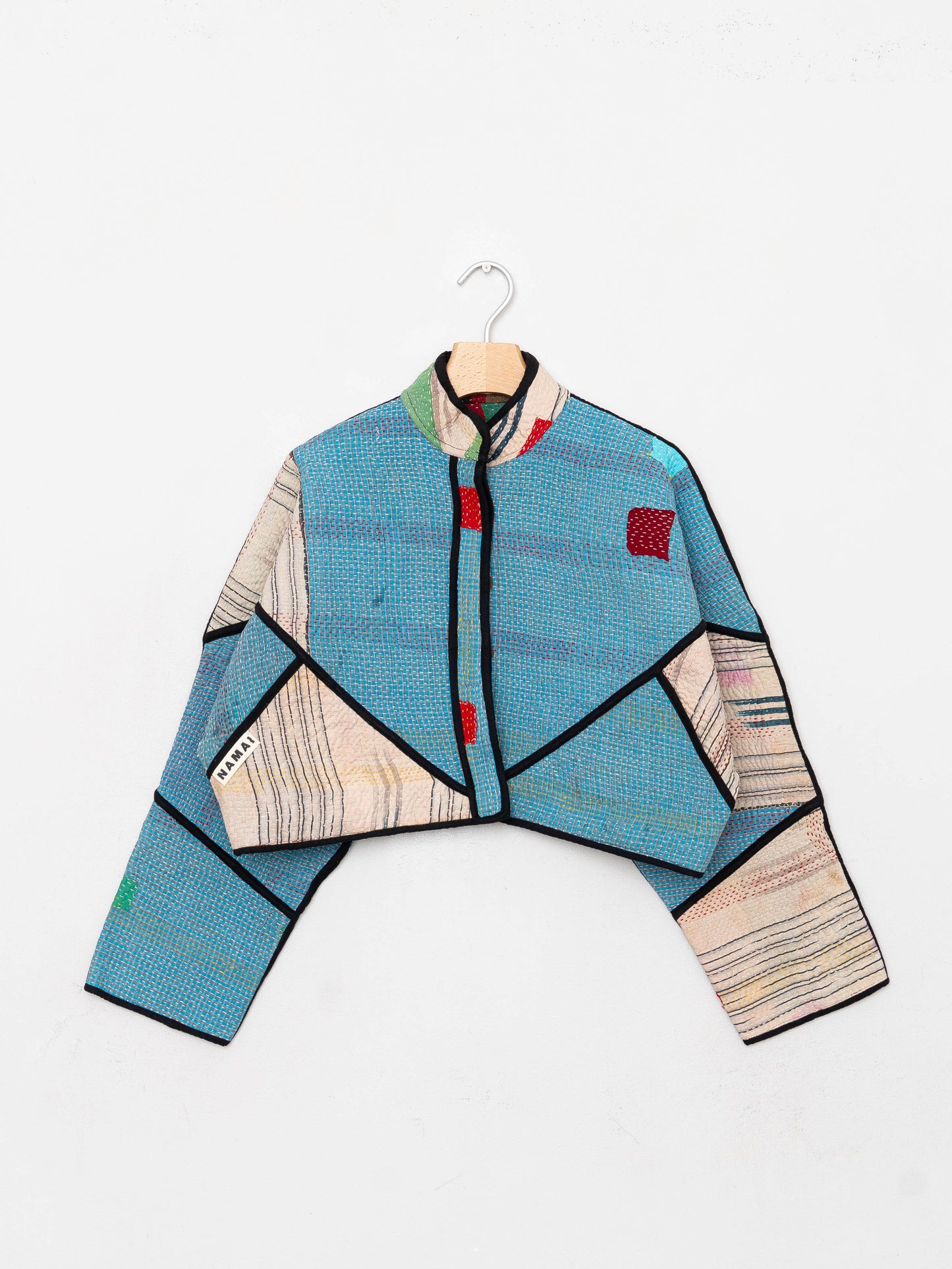 The Kaira Cropped Quilted Patchwork Kantha Jacket