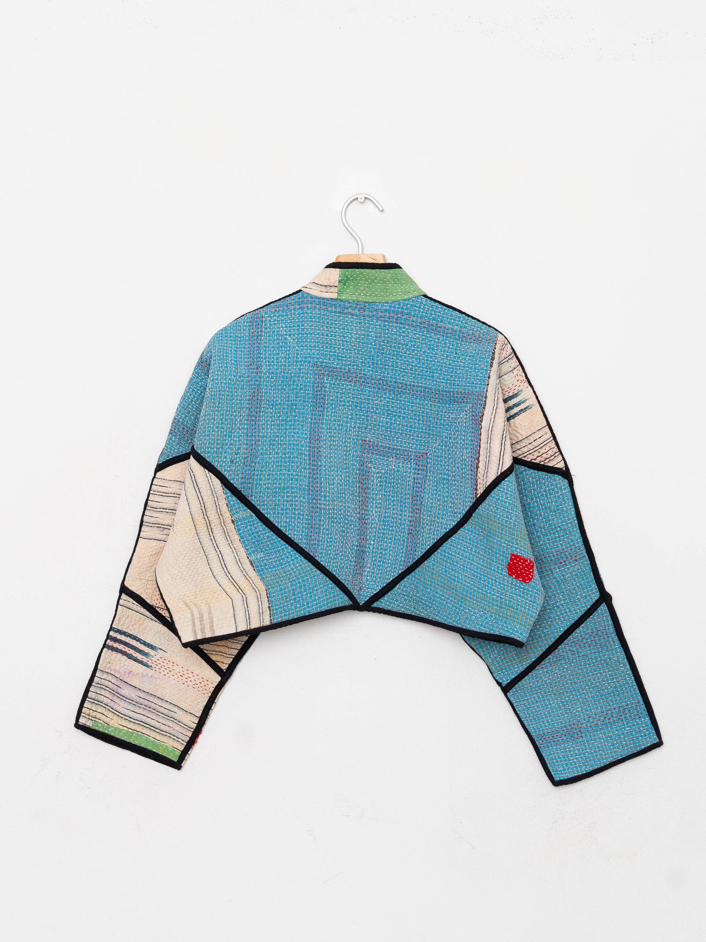 The Kaira Cropped Quilted Patchwork Kantha Jacket