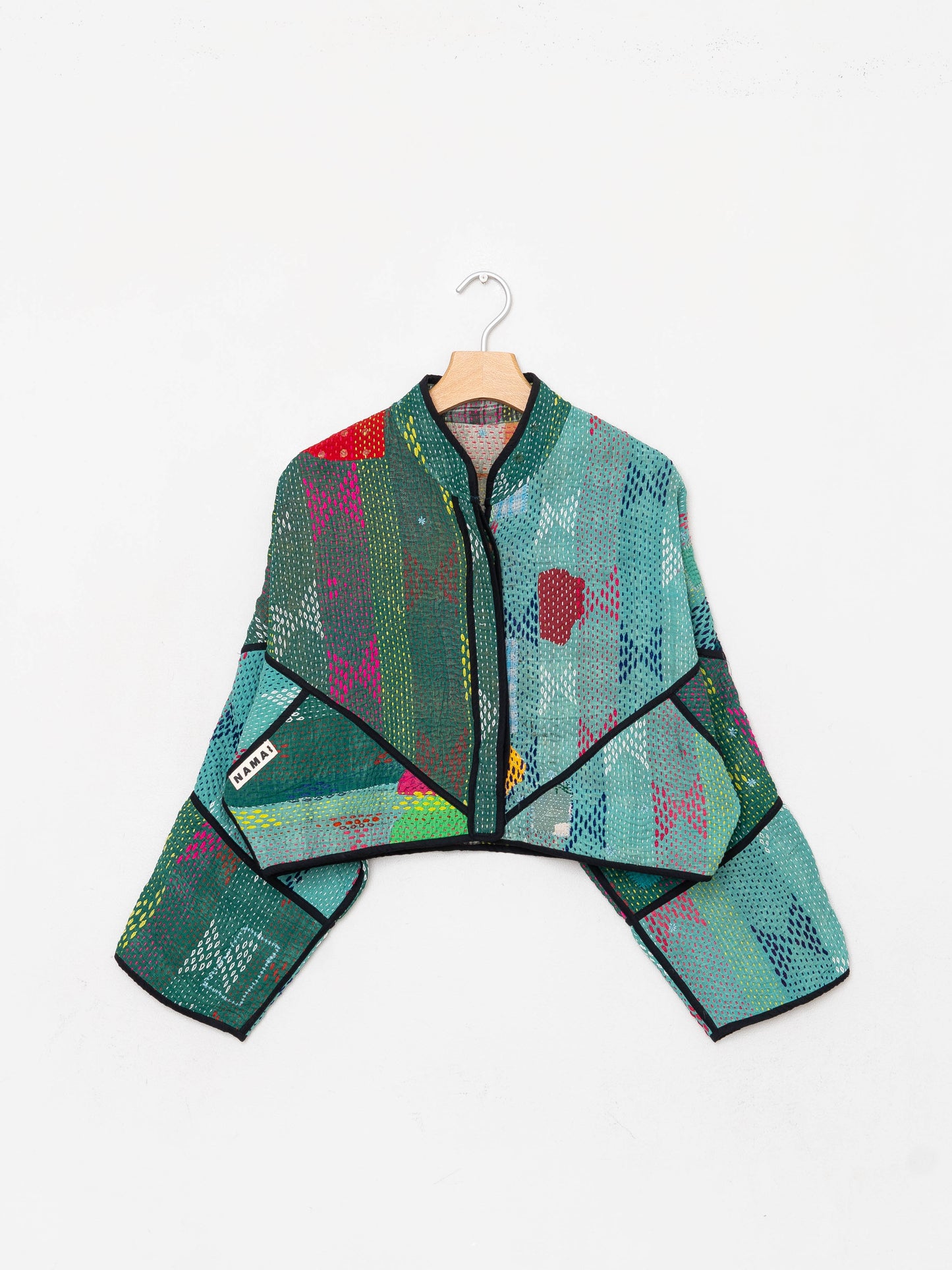 The Kaira Cropped Quilted Patchwork Kantha Jacket