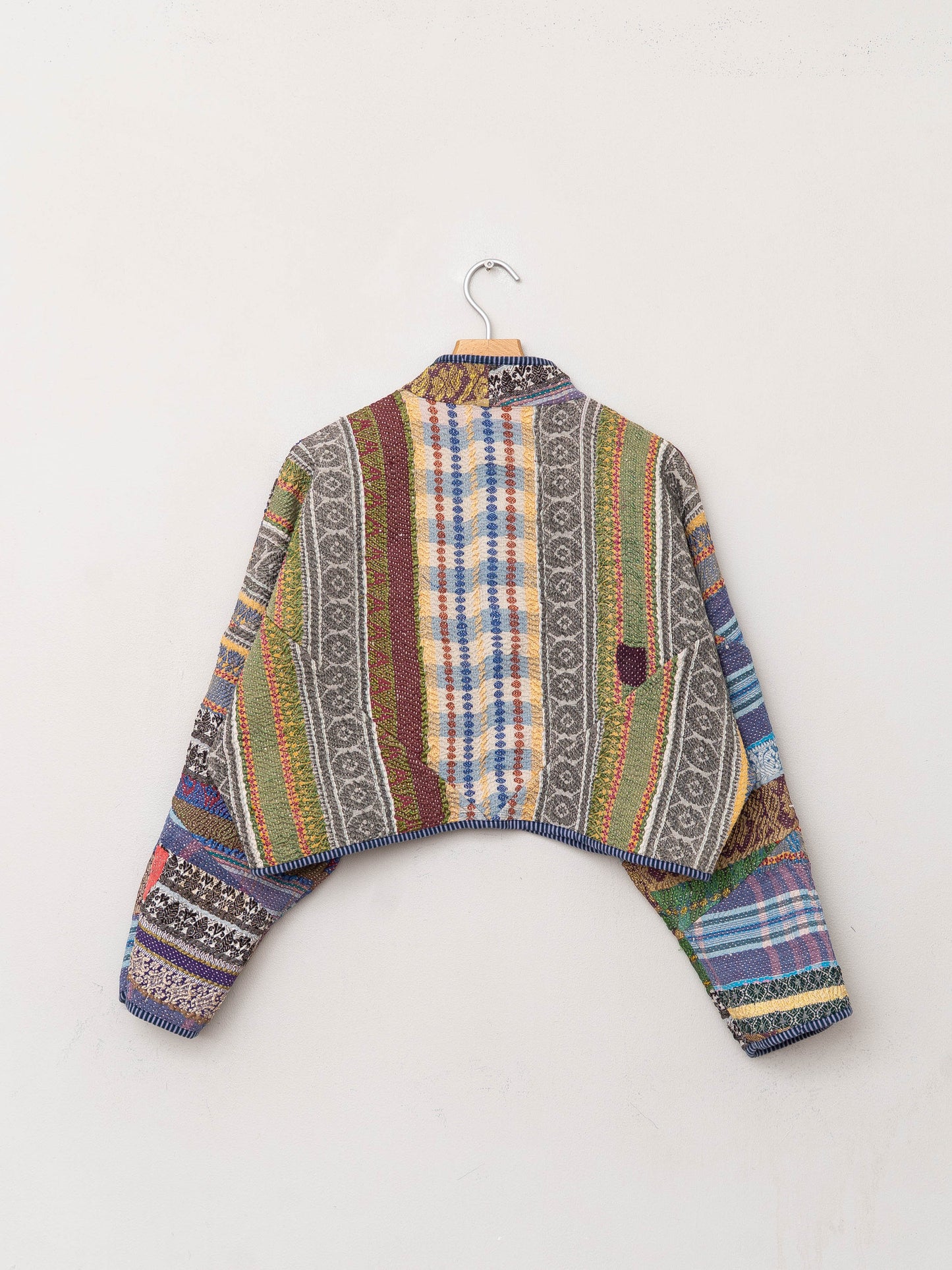 The Kaira Cropped Quilted Patchwork Kantha Jacket