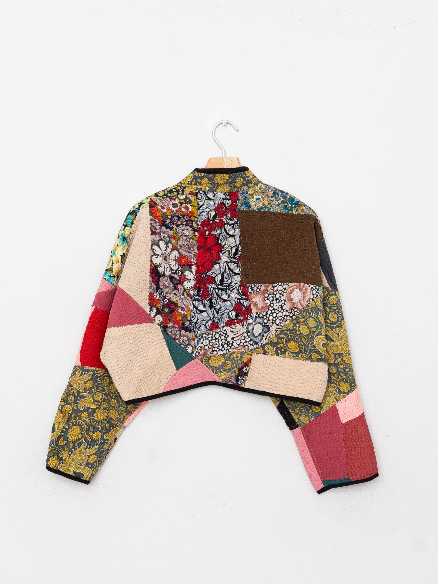 The Kaira Cropped Quilted Patchwork Kantha Jacket