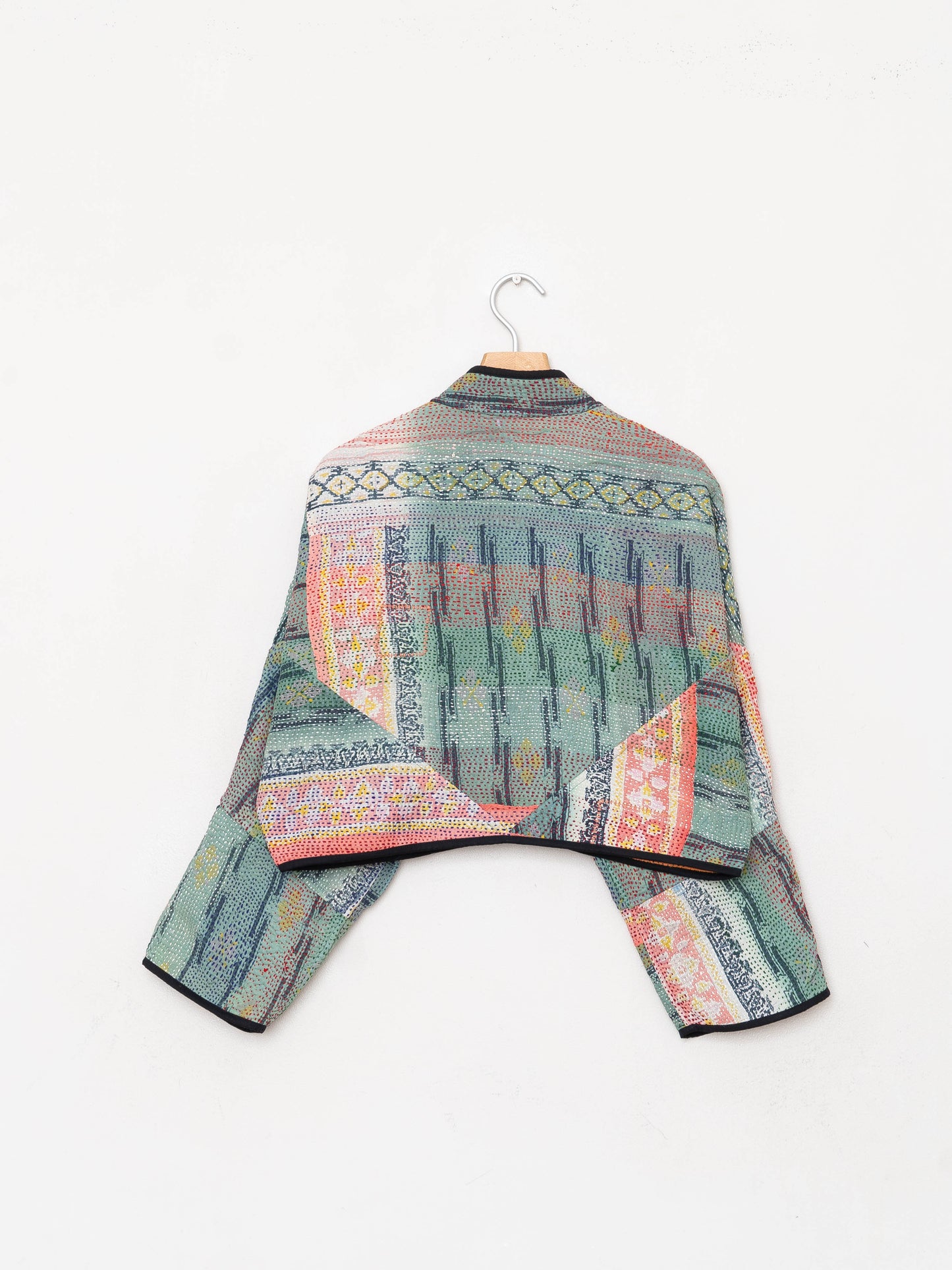 The Kaira Cropped Quilted Patchwork Kantha Jacket