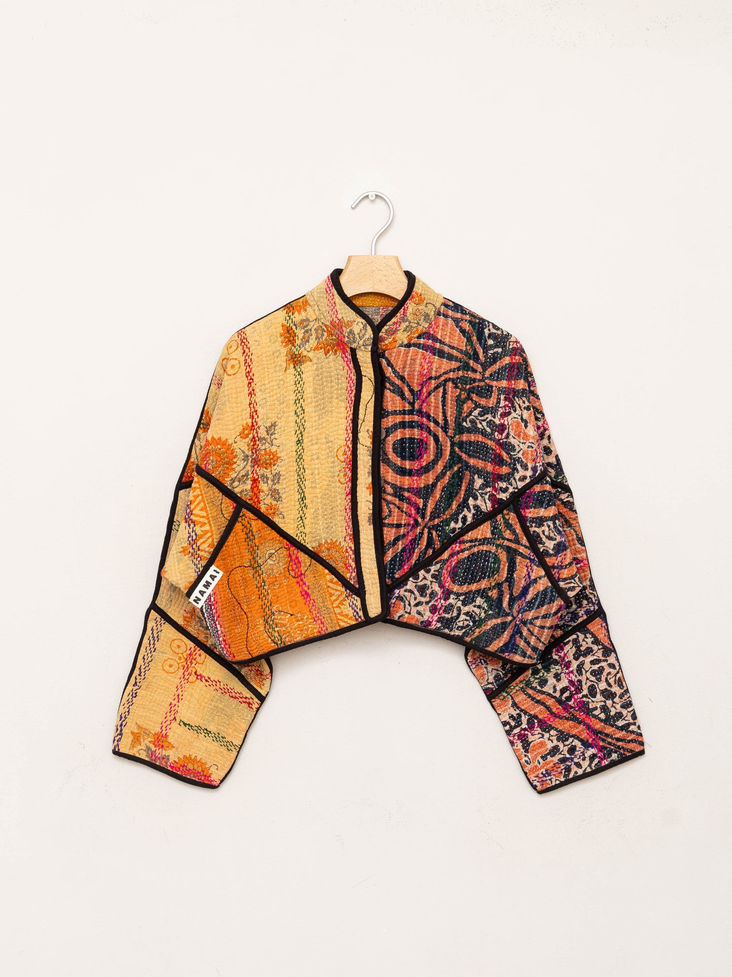 The Kaira Cropped Quilted Patchwork Kantha Jacket